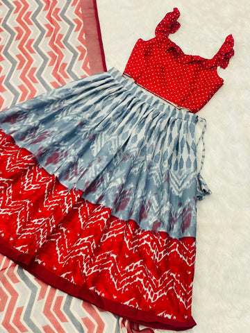 Beautiful Designer Soft Georgette Kid's Top with Lehenga Dress