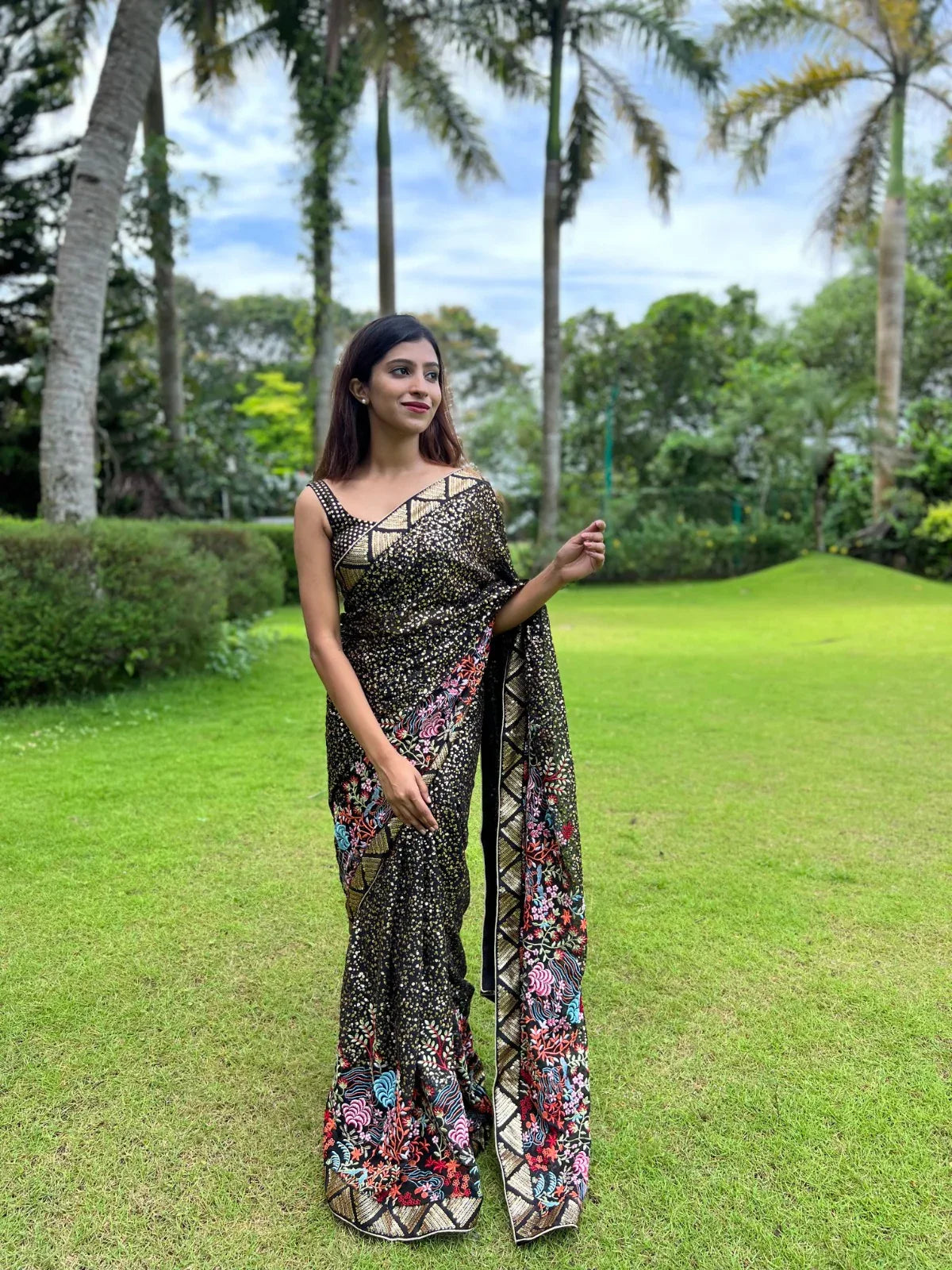 Beautiful Designer Soft Georgette with Sequence Saree