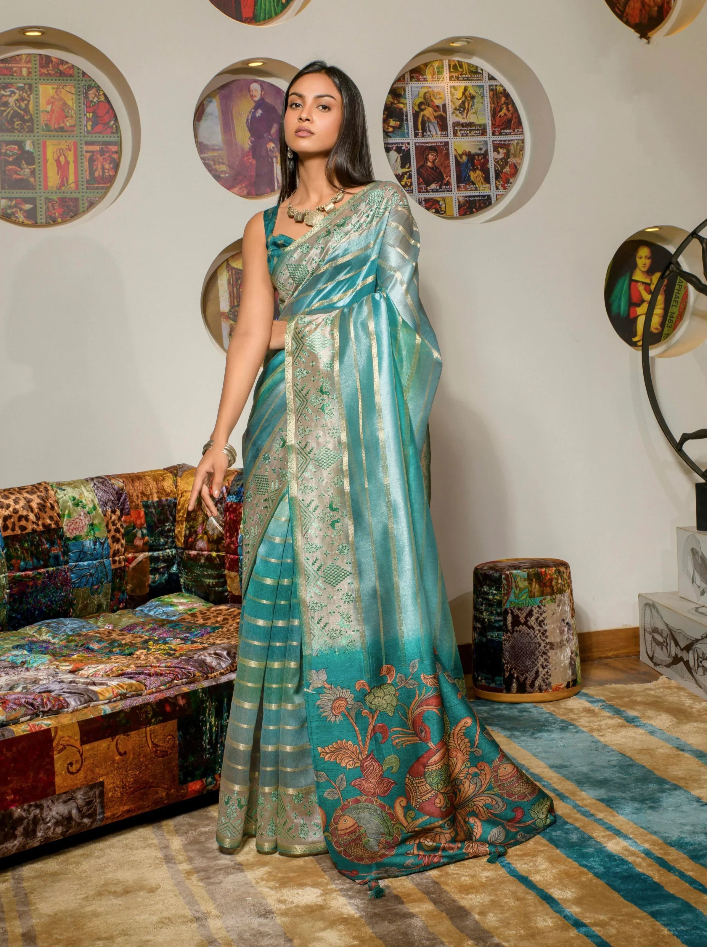 Beautiful Designer Occasion Wear Kora Silk With Digital Print Saree