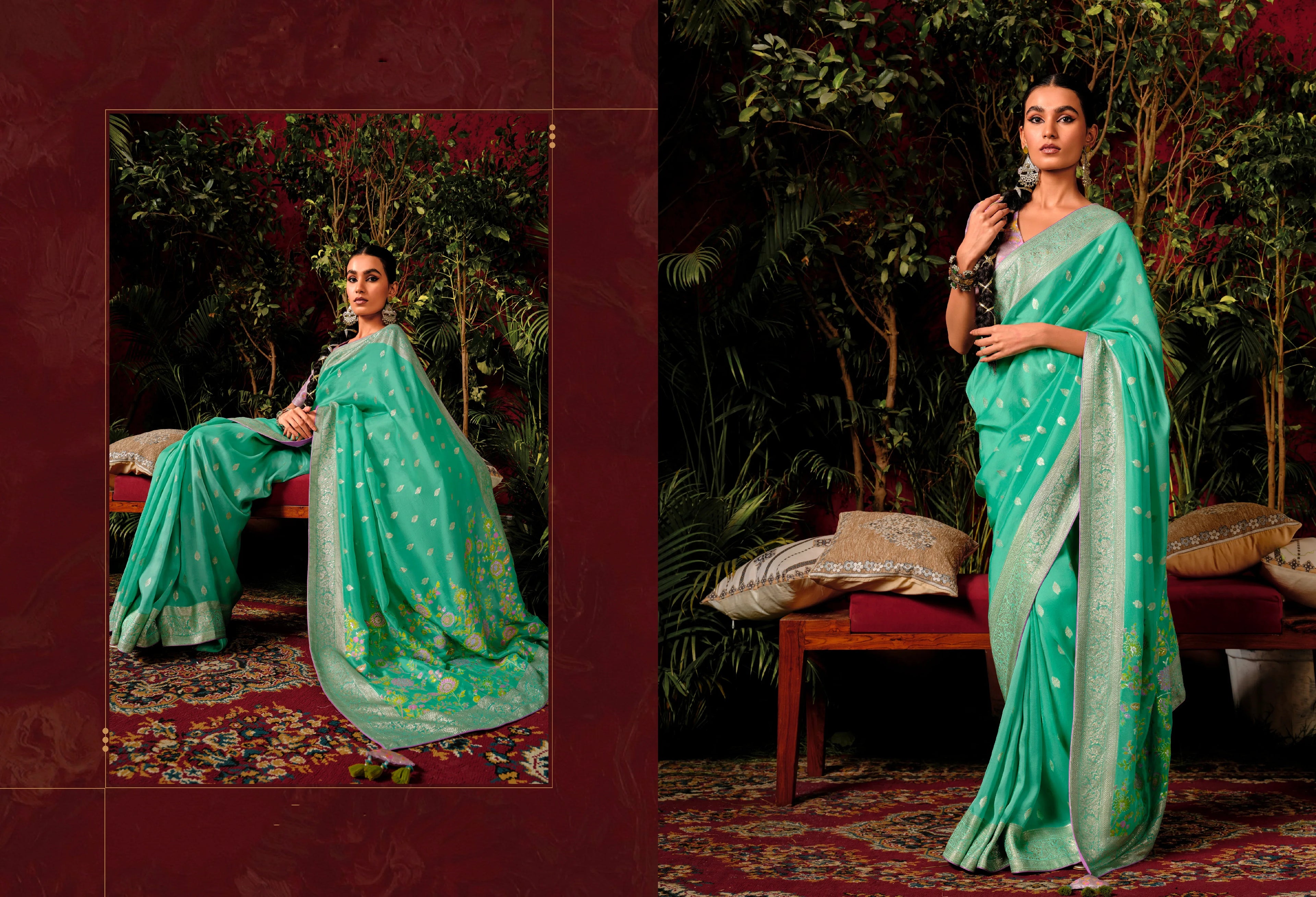 Beautiful Designer Wedding Wear Pure Viscose Dola Silk Saree