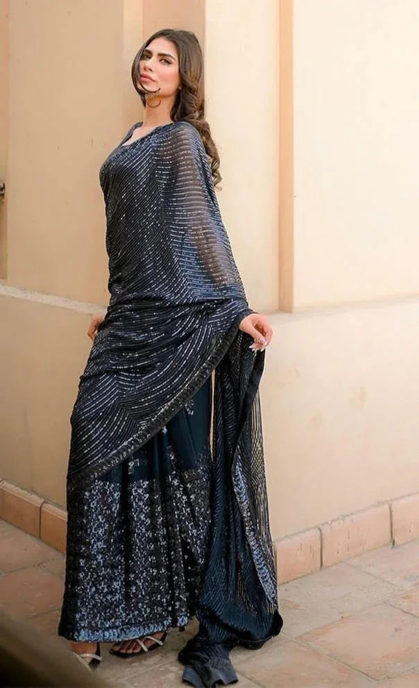 Beautiful Designer Soft Georgette with Sequence Saree