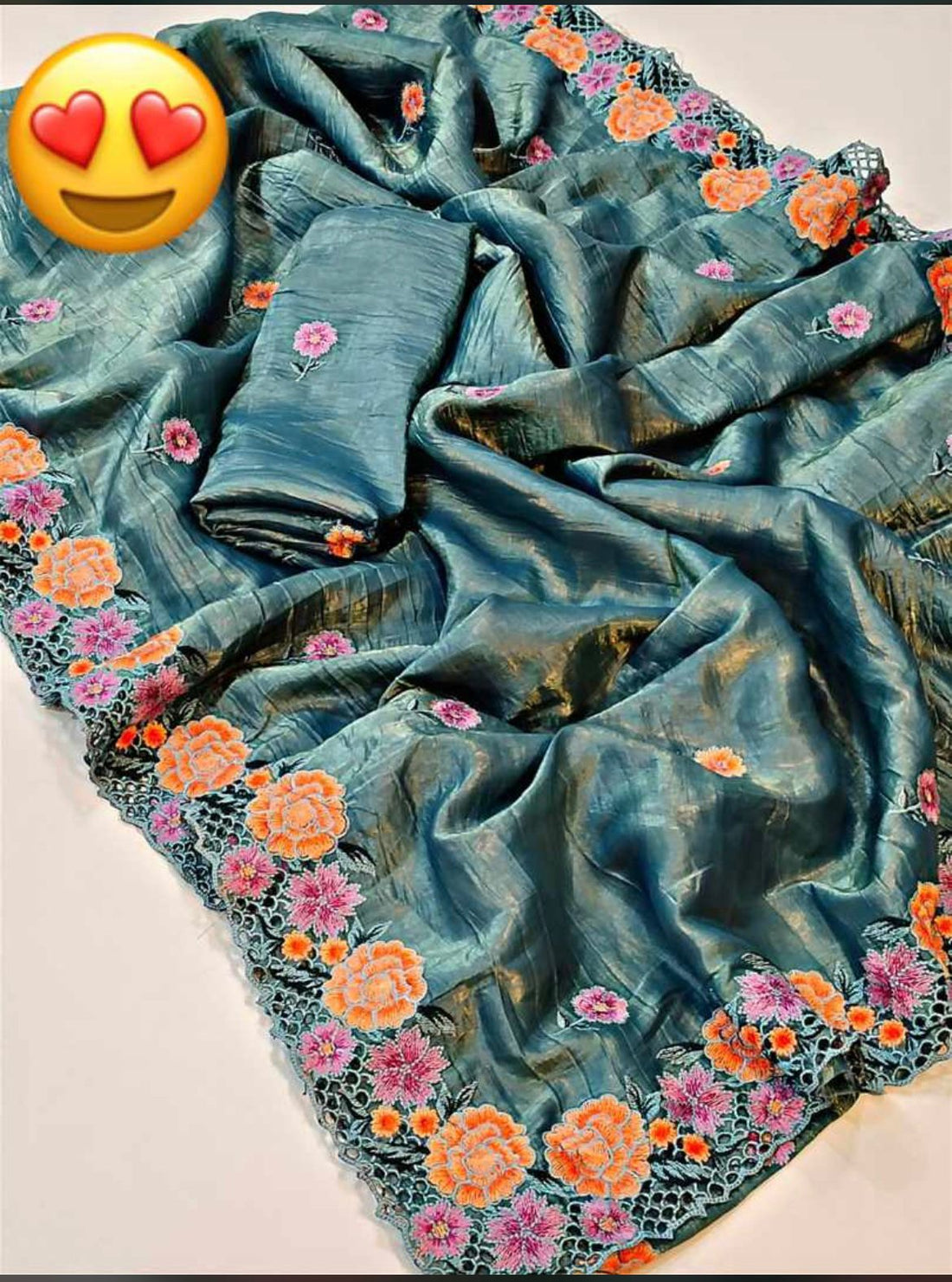 Beautiful Designer Party Wear Soft Crush Tussar Saree