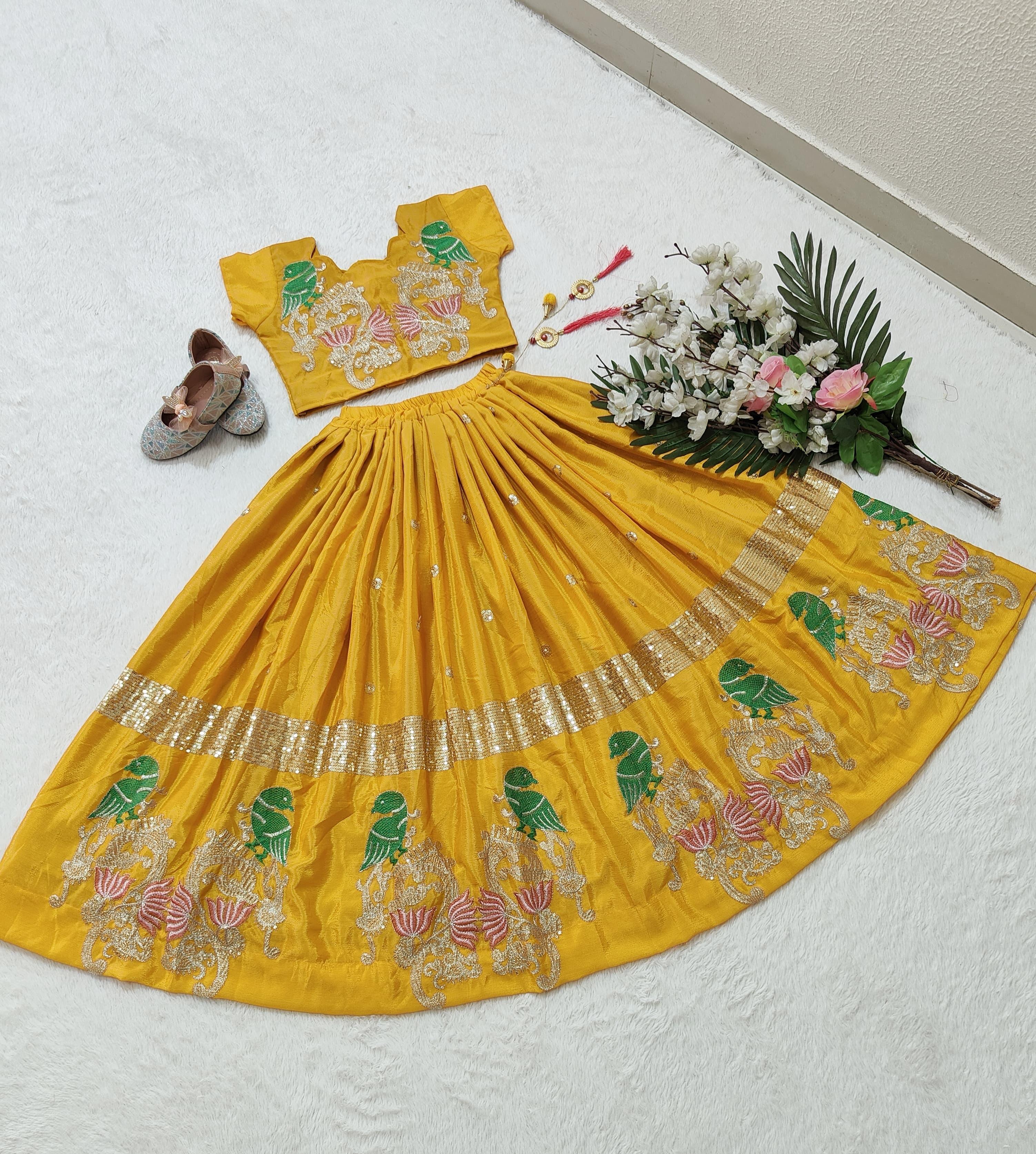 Beautiful Designer Heavy Chinon Silk Kid&