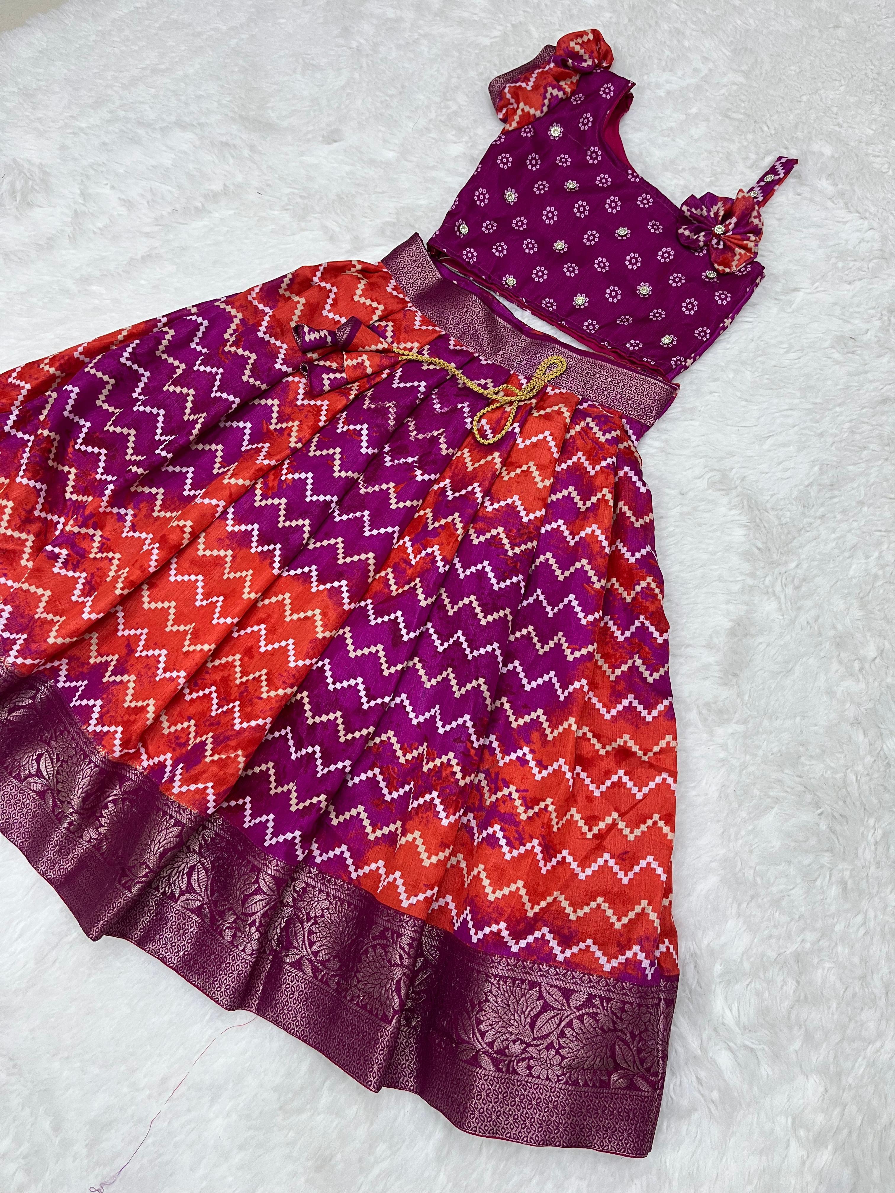 Beautiful Designer Party Wear Soft Dola Silk Kid&