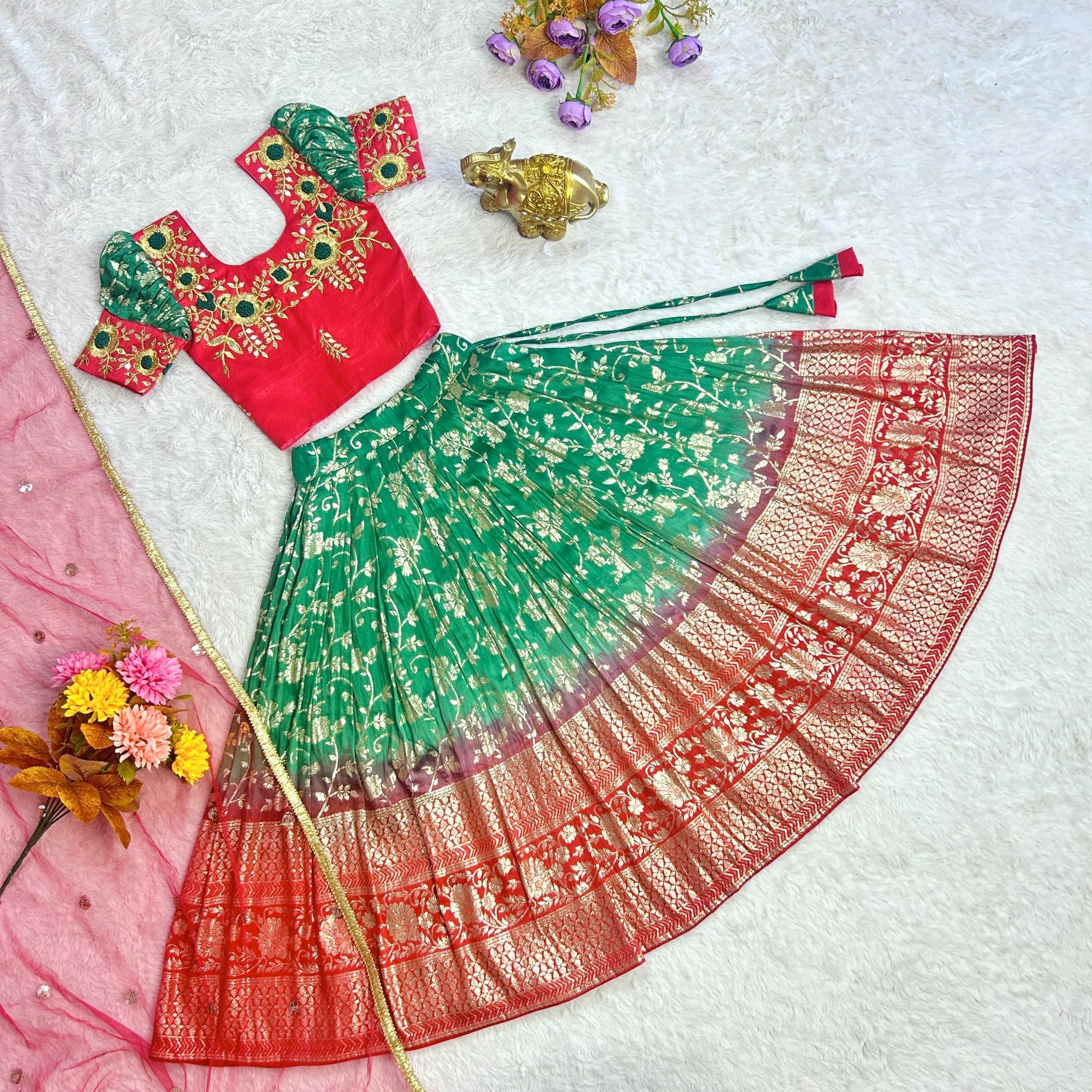 Beautiful Designer Party Wear Soft Mono Silk Kid&