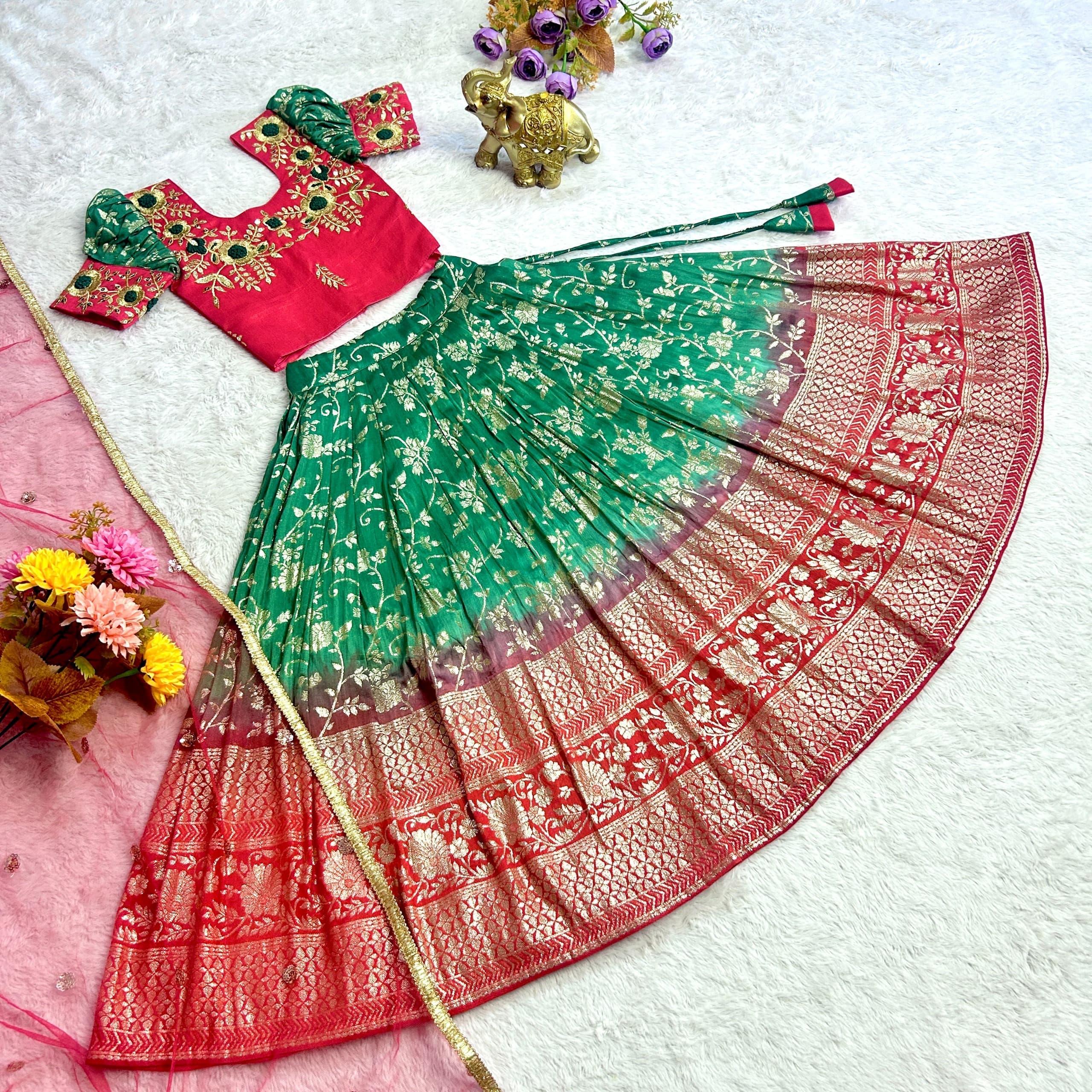 Beautiful Designer Party Wear Soft Mono Silk Kid&