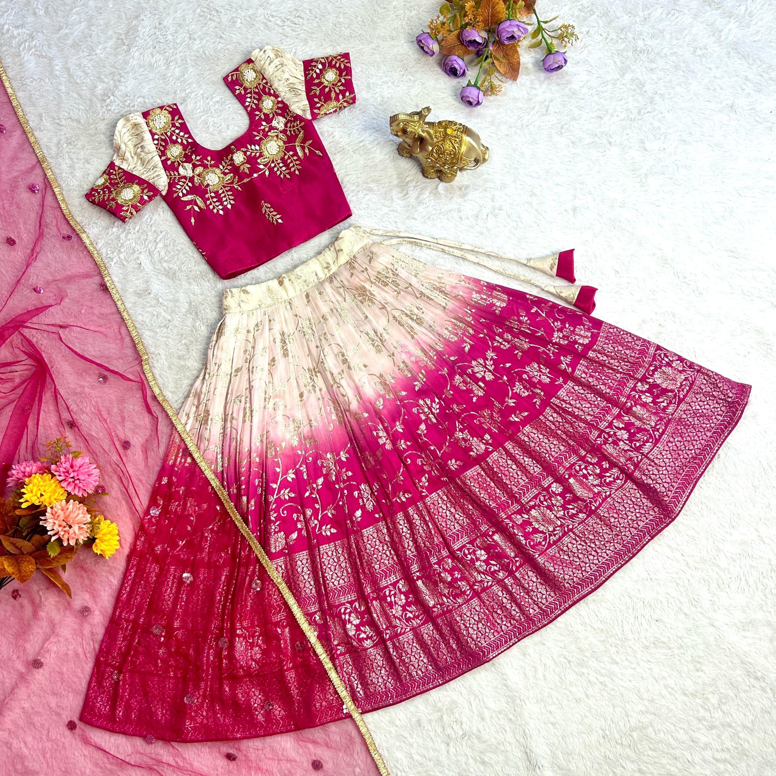 Beautiful Designer Party Wear Soft Mono Silk Kid&