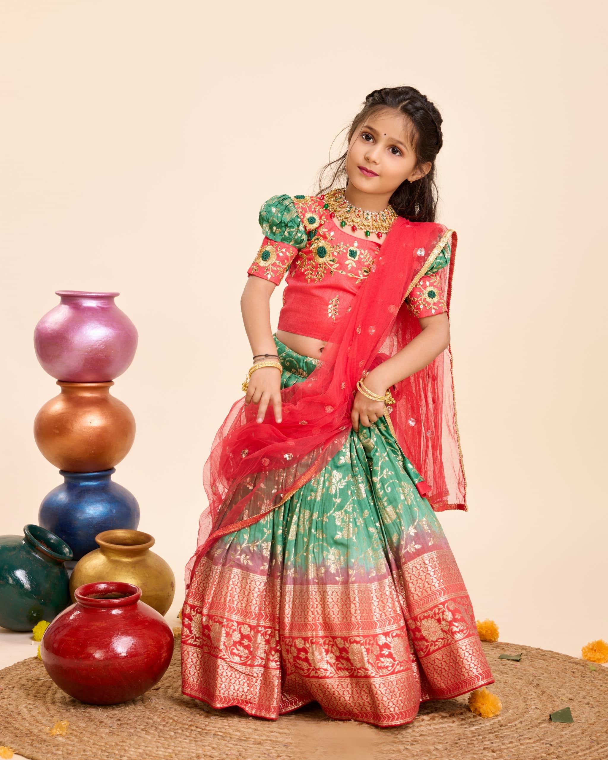 Beautiful Designer Party Wear Soft Mono Silk Kid&