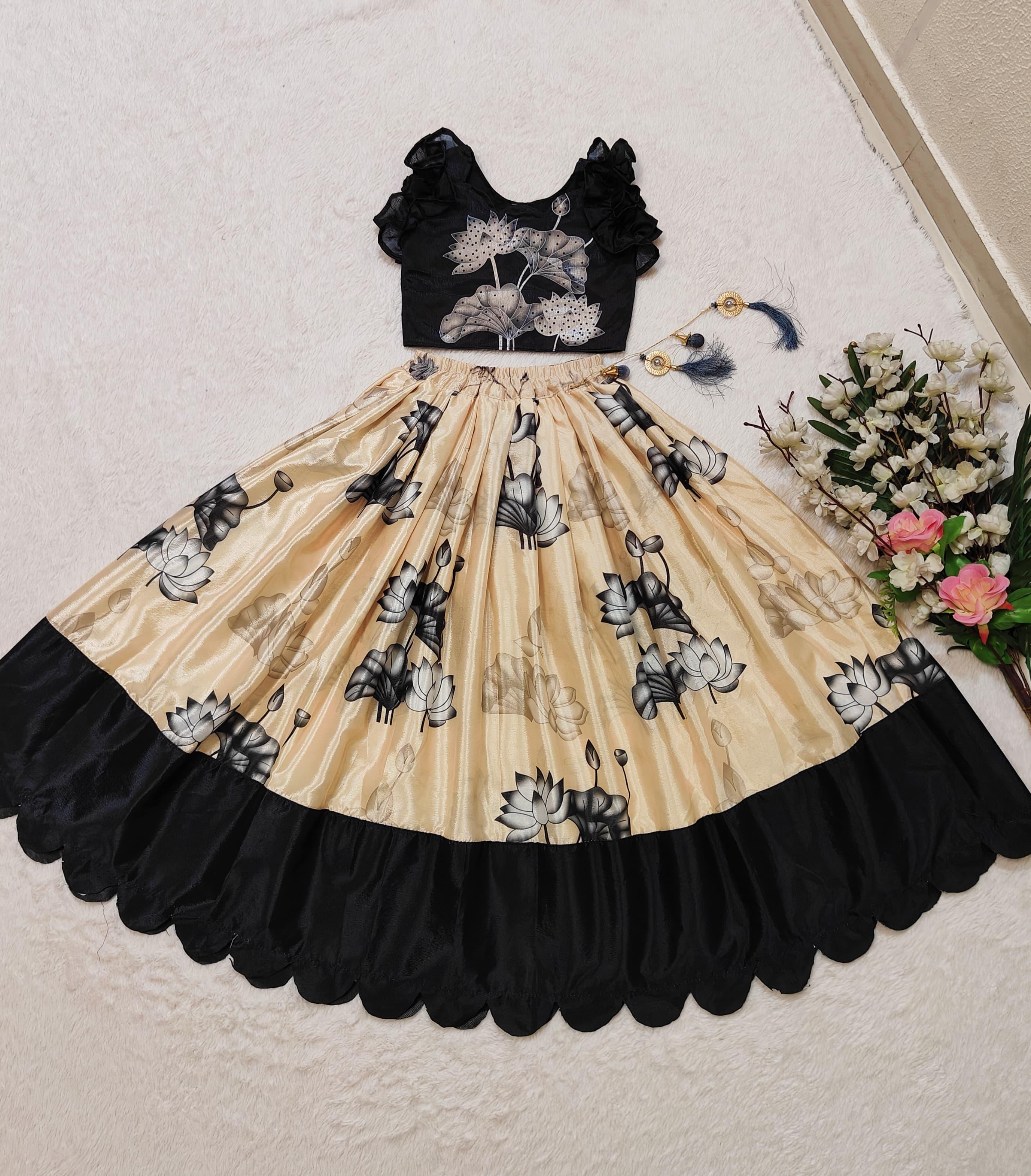 Beautiful Designer Soft Chinon Silk With Digital Print Kid&