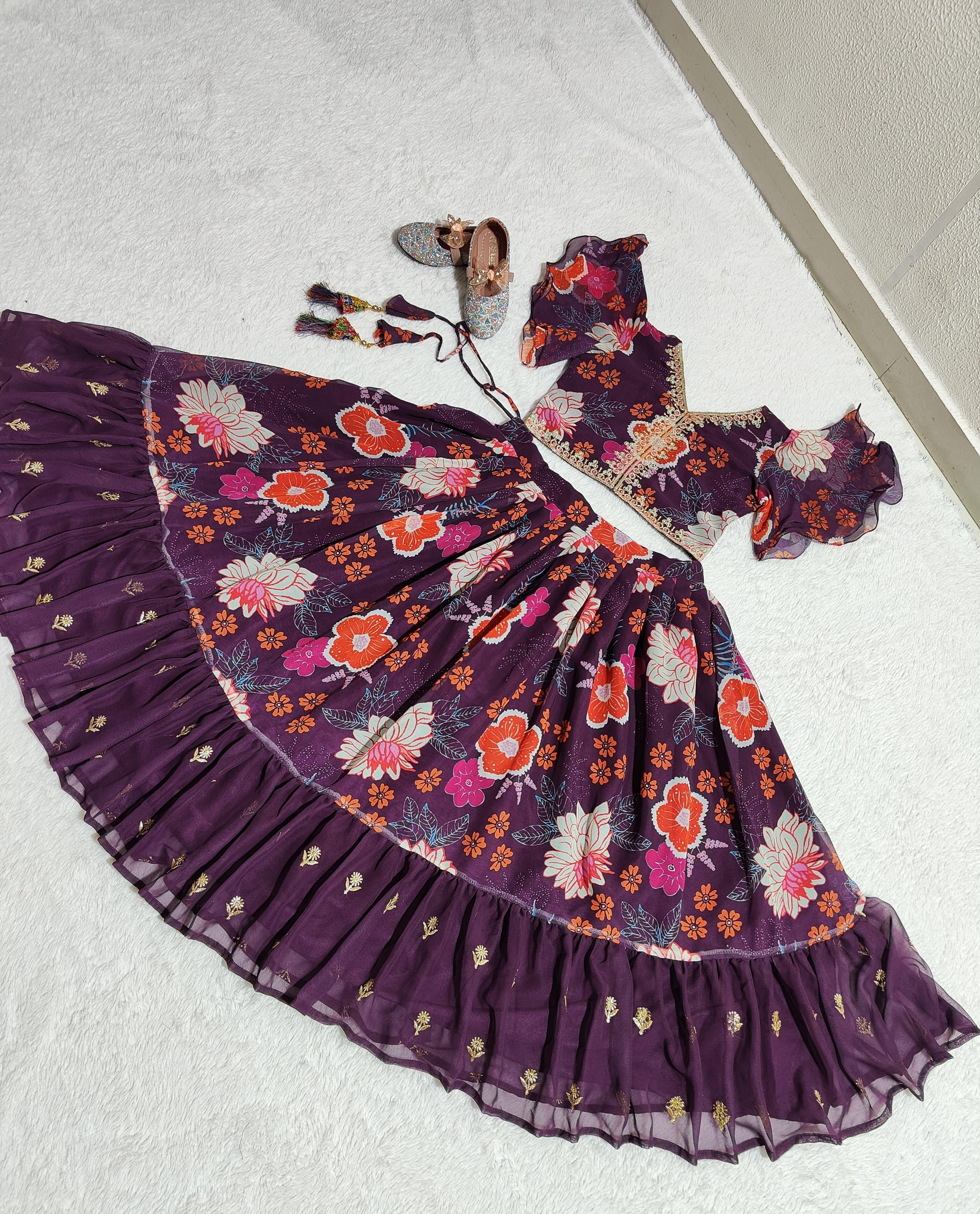 Beautiful Designer Party Wear Soft Faux Georgette Kid&