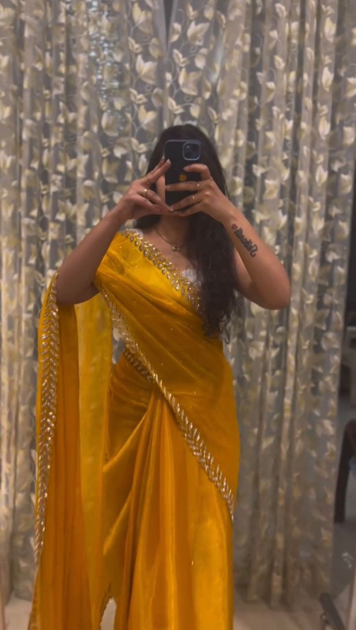 Yellow Pure Soft Designer Jimmy Choo Saree