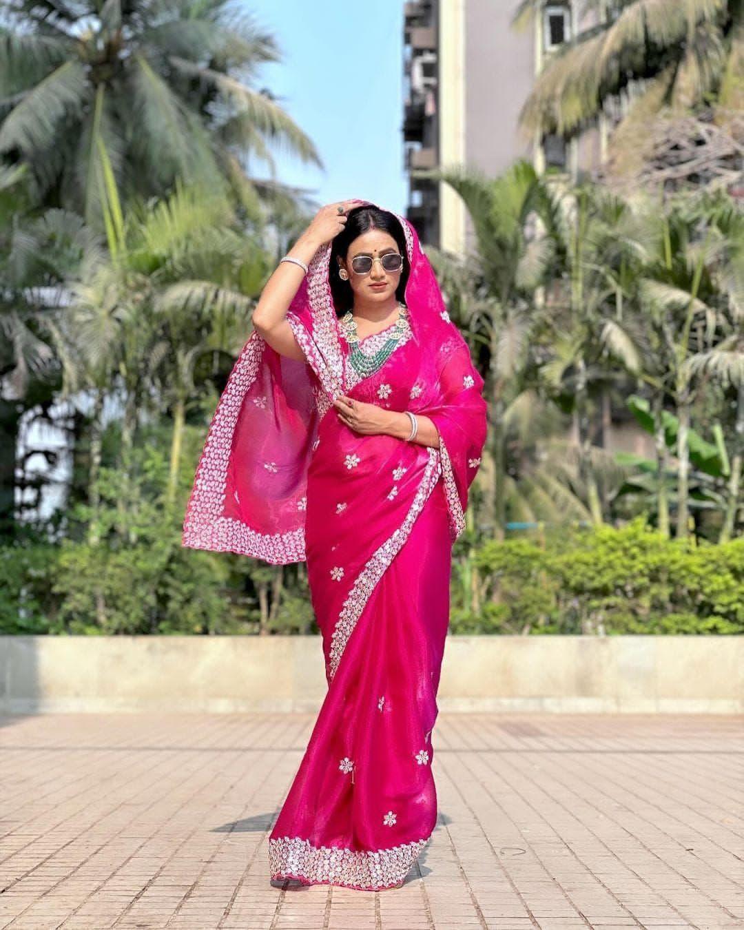 Beautiful Designer Soft Pure Soft Zimmy Choo Sequanc Saree