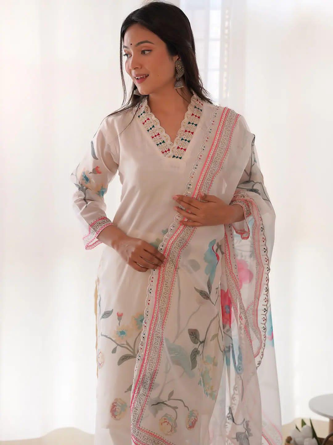 Beautiful Designer Summer Special Heavy Anarkali Orgenza Salwar Suit