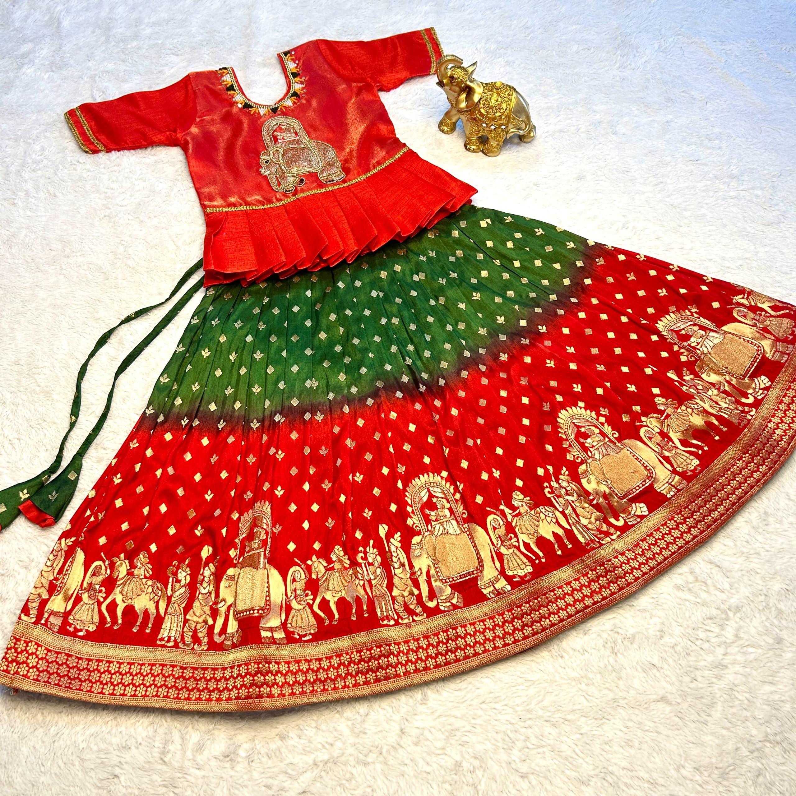 Beautiful Designer Festival Special Handloom Silk Kids Lehenga Choli