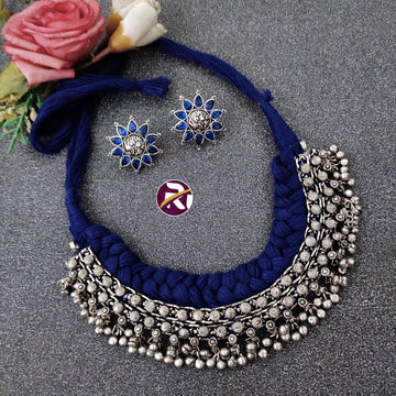 Beautiful Designer Premium Quality Ghungroo Thread Choker Set with Stone Earrings