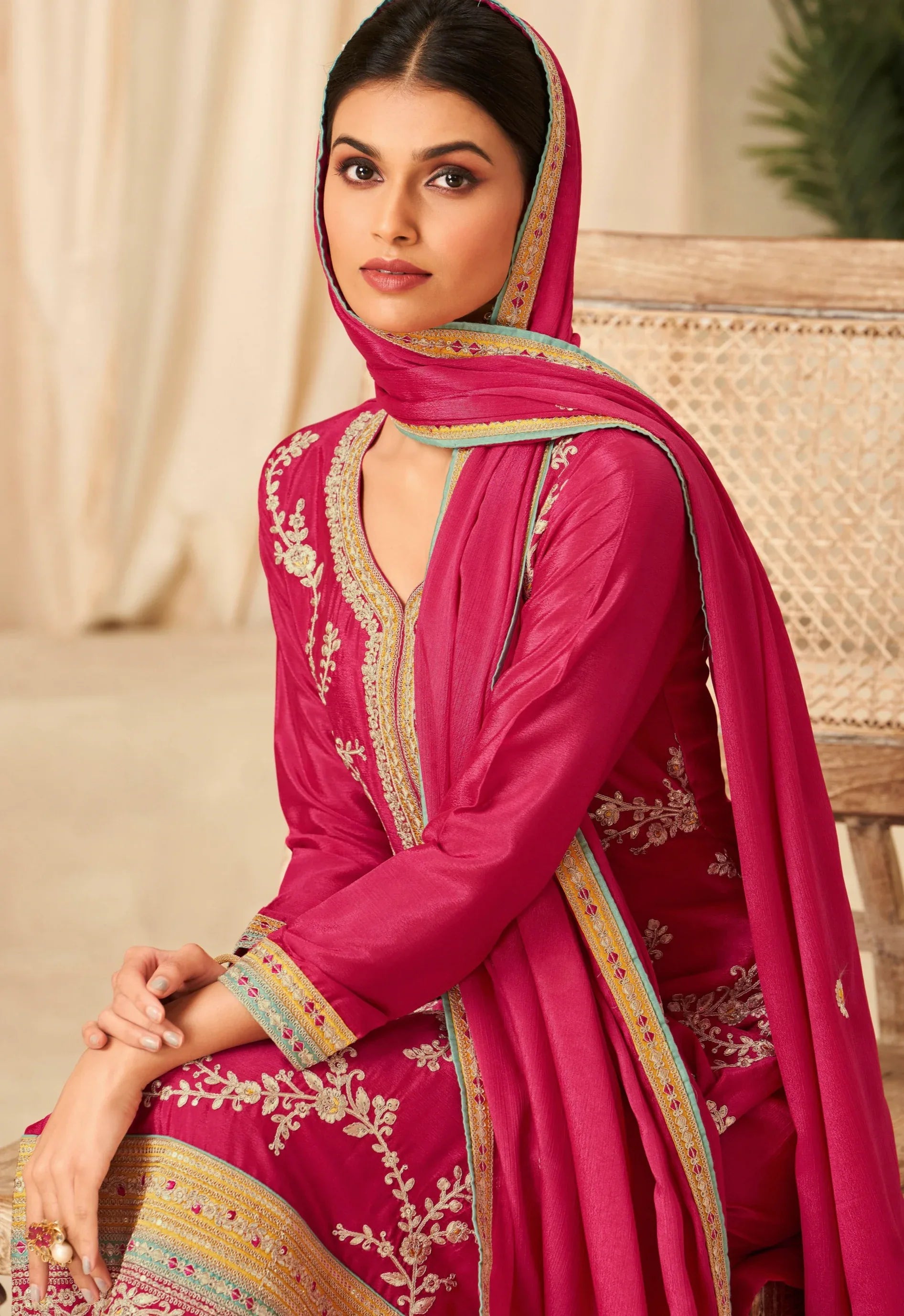 Beautiful Designer Heavy Chinnon Silk Premium Salwar Suit