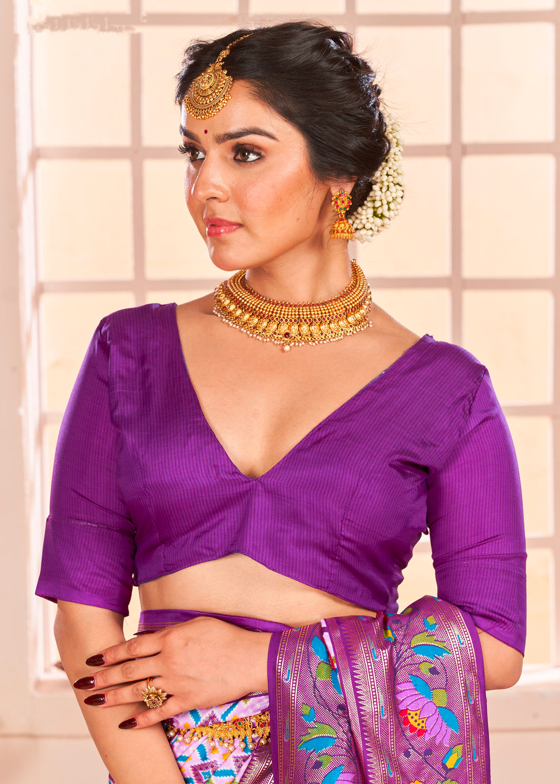 Beautiful Fancy Velvet Silk With Paithani Design Saree