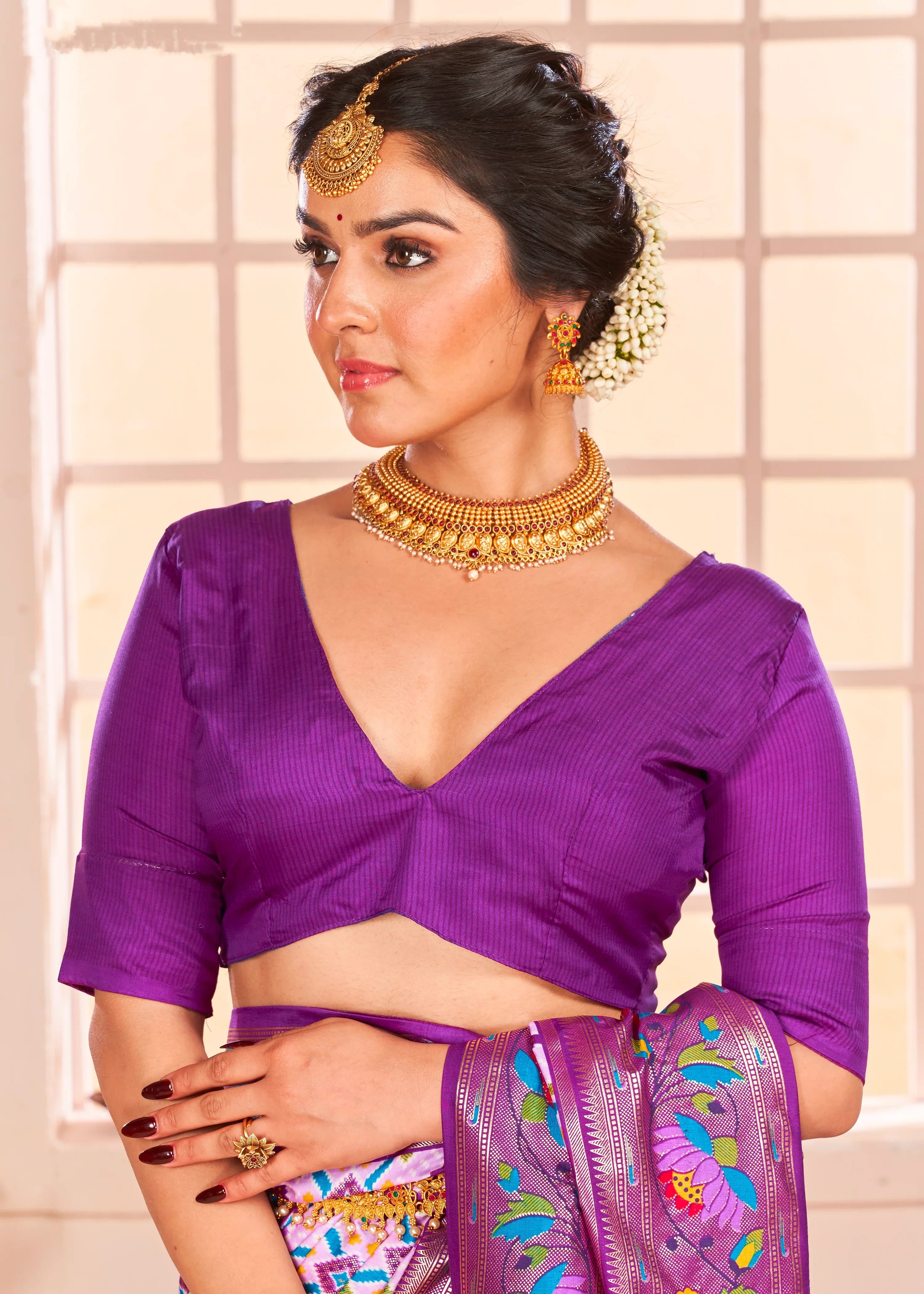 Beautiful Fancy Velvet Silk With Paithani Design Saree