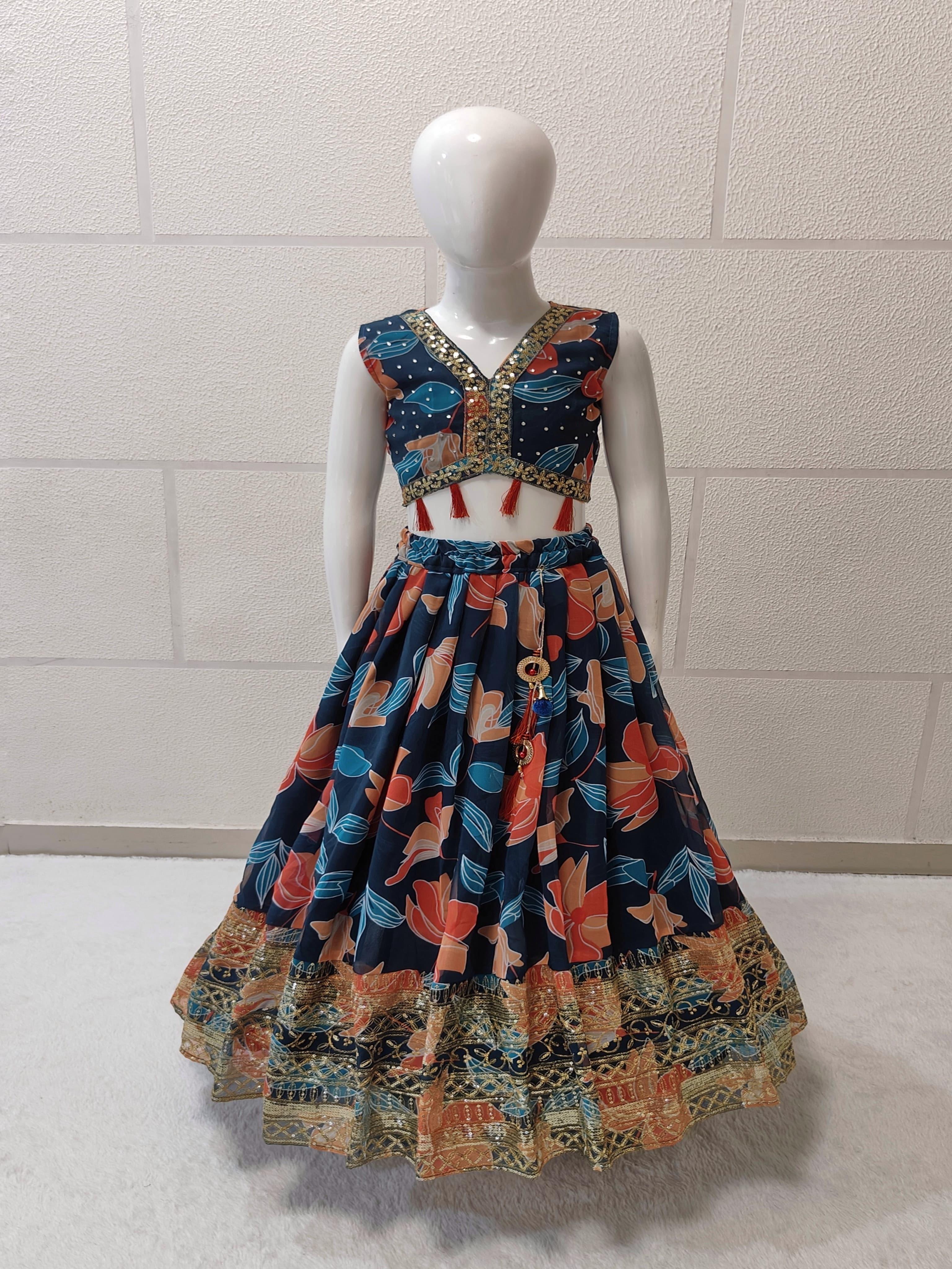 Beautiful Designer Summer Special Georgette Kids Lehenga Choli
