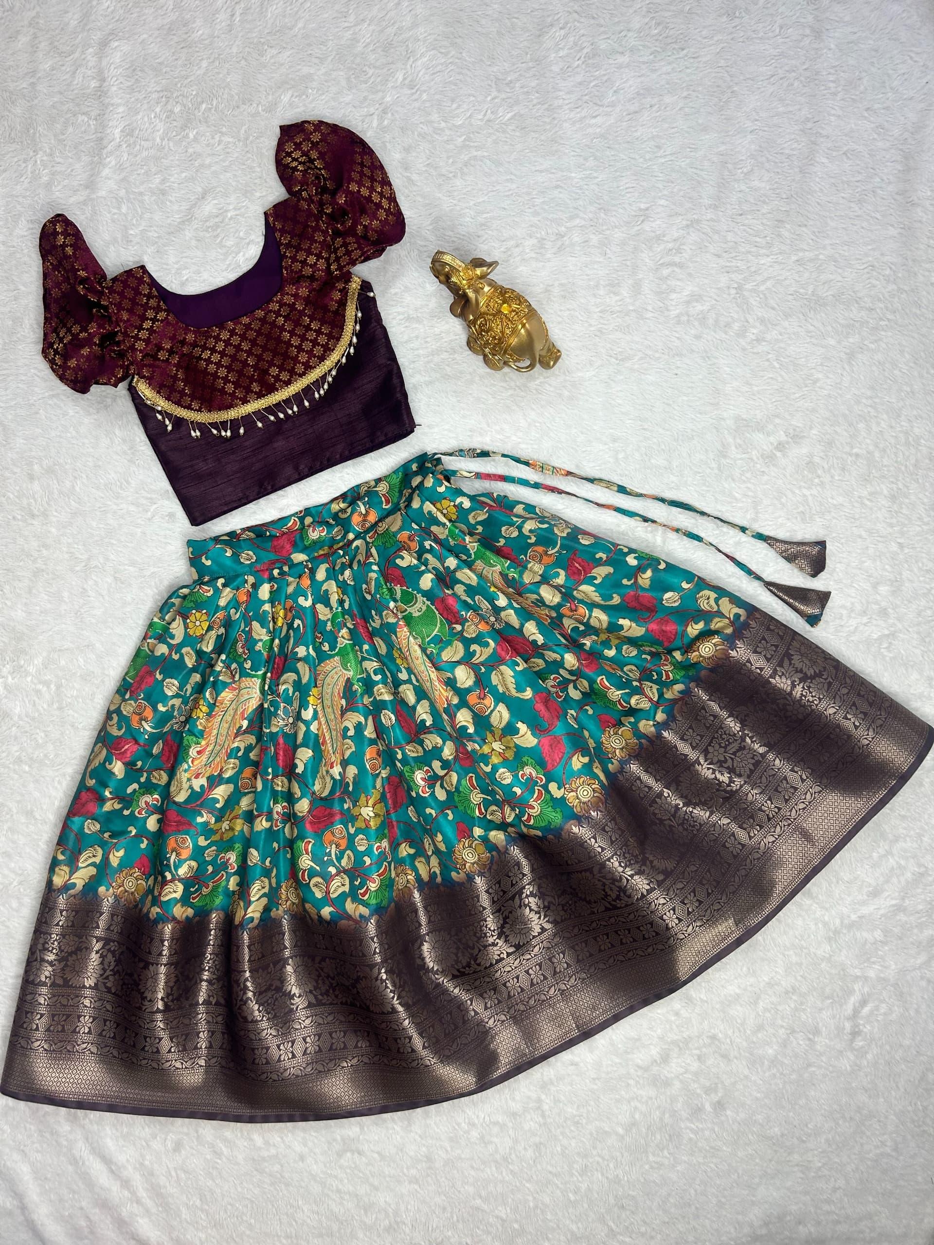 Beautiful Designer Festival Special Chinnon Silk Kids Lehenga Choli