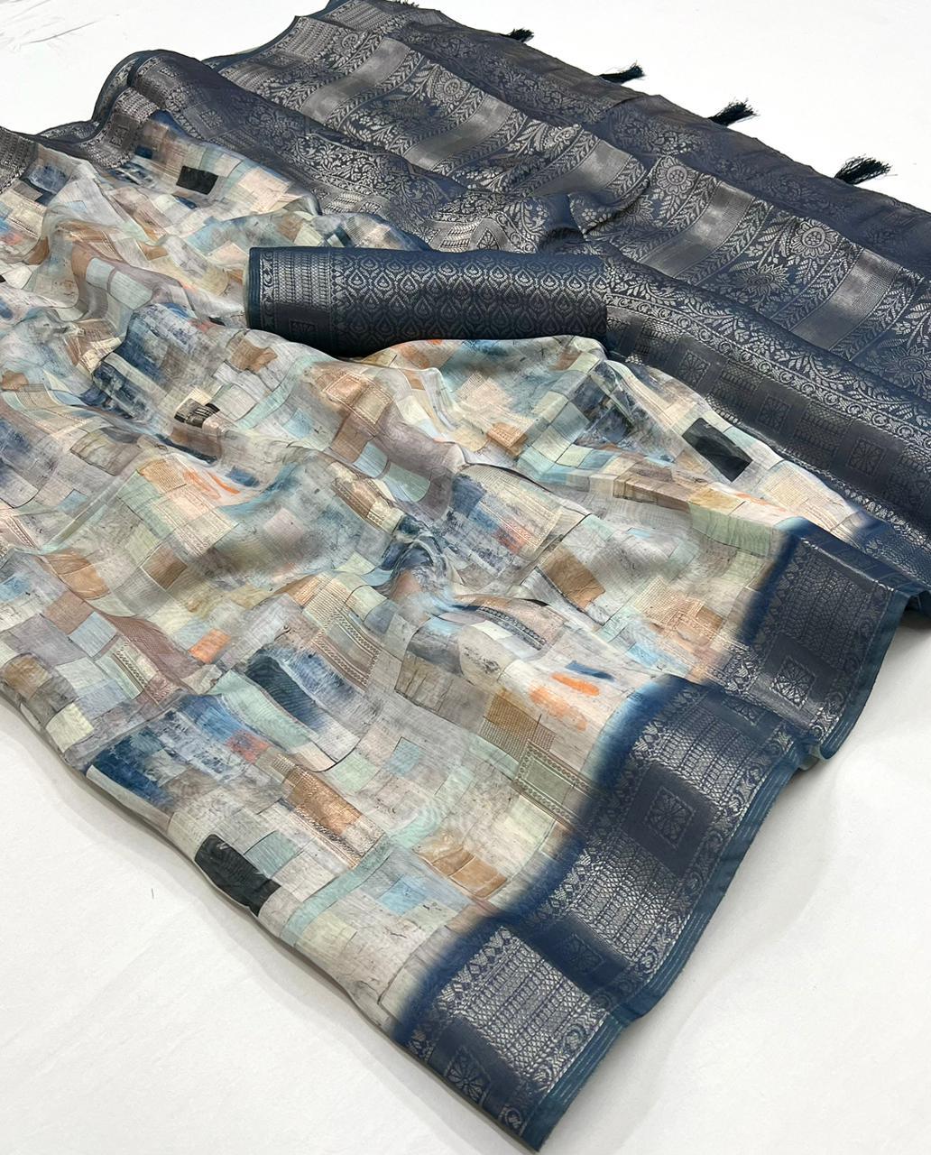 Beautiful Designer Pranalika Silk Modal Cotton With Digital Print Saree