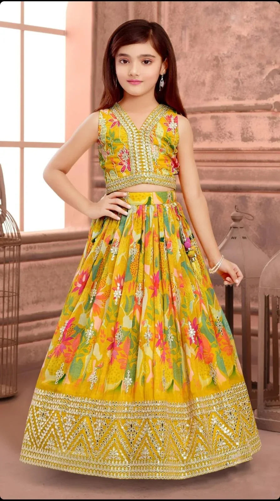 Beautiful Designer Summer Special Georgette Kids Lehenga Choli