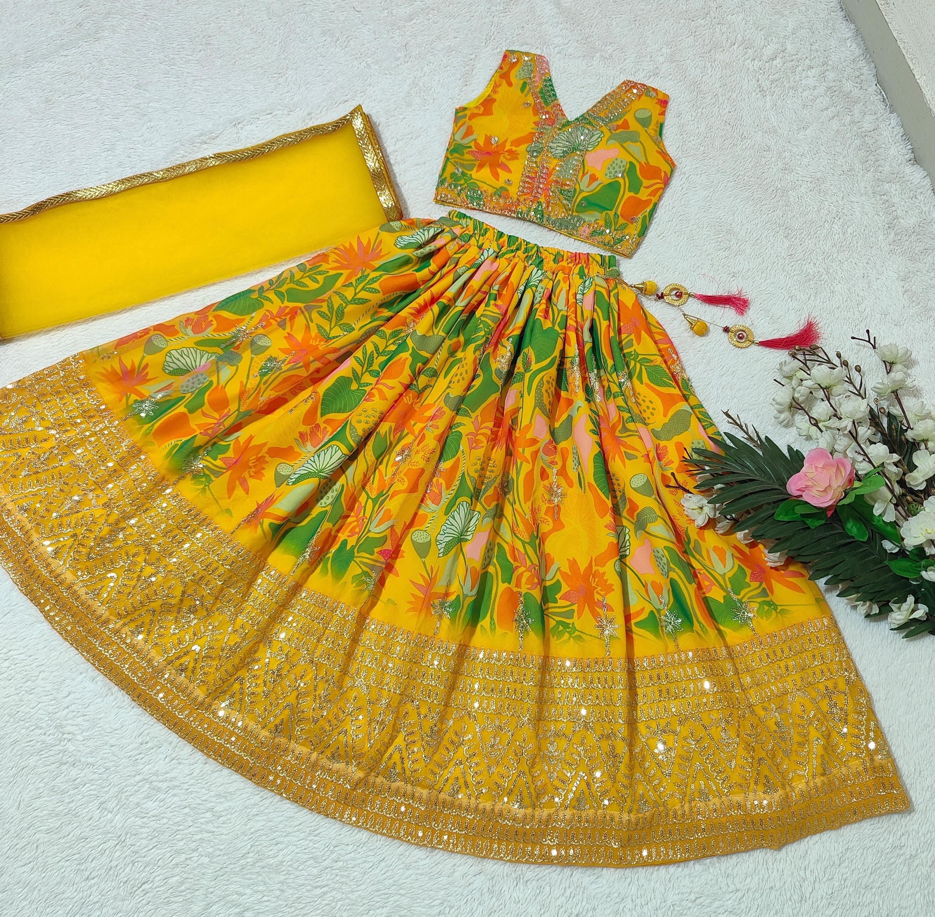 Beautiful Designer Summer Special Georgette Kids Lehenga Choli