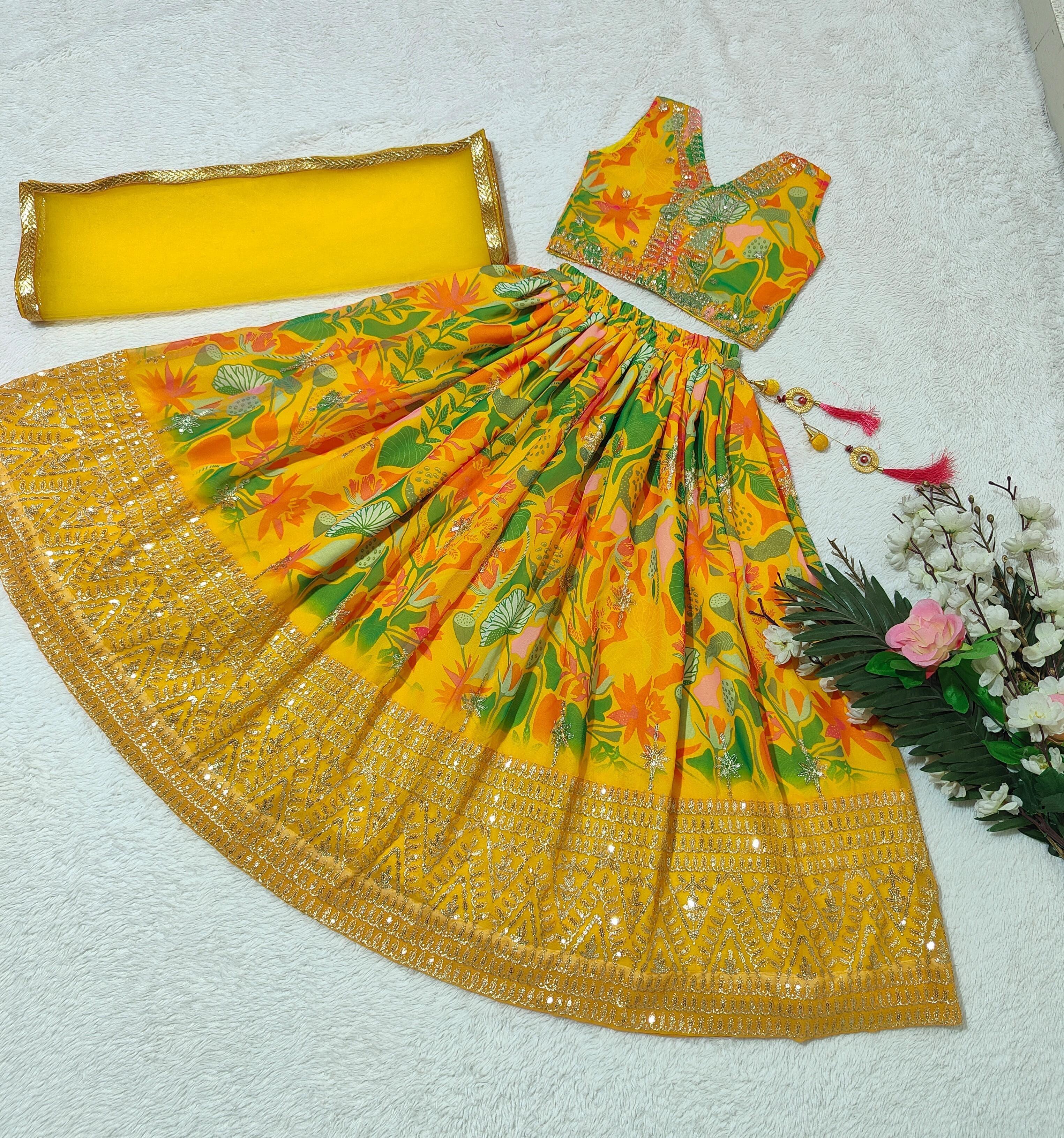 Beautiful Designer Summer Special Georgette Kids Lehenga Choli