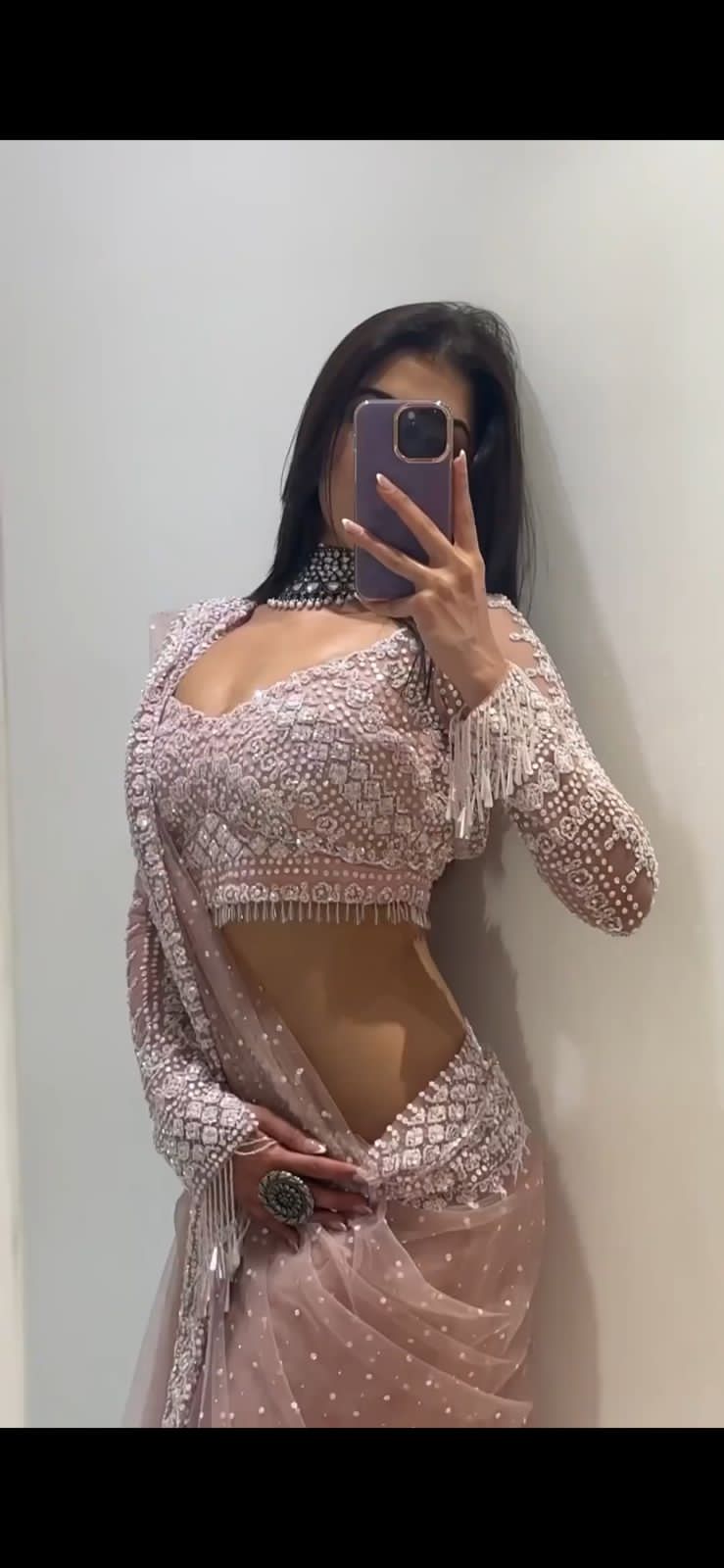 Beautiful Designer Bollywood Heavy Soft Net Sequanc Saree