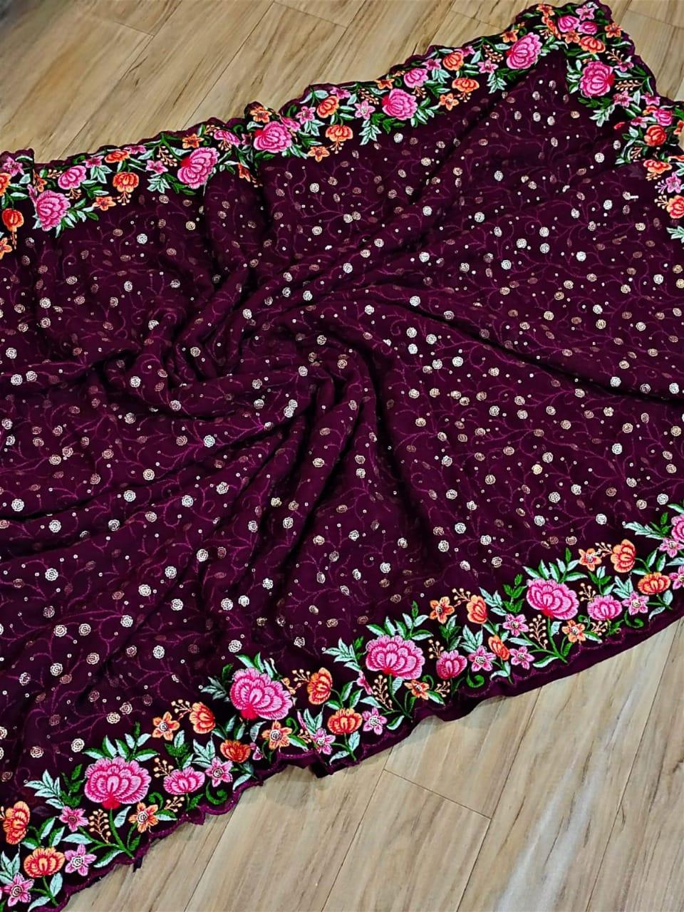 Georgette Sequanc Saree