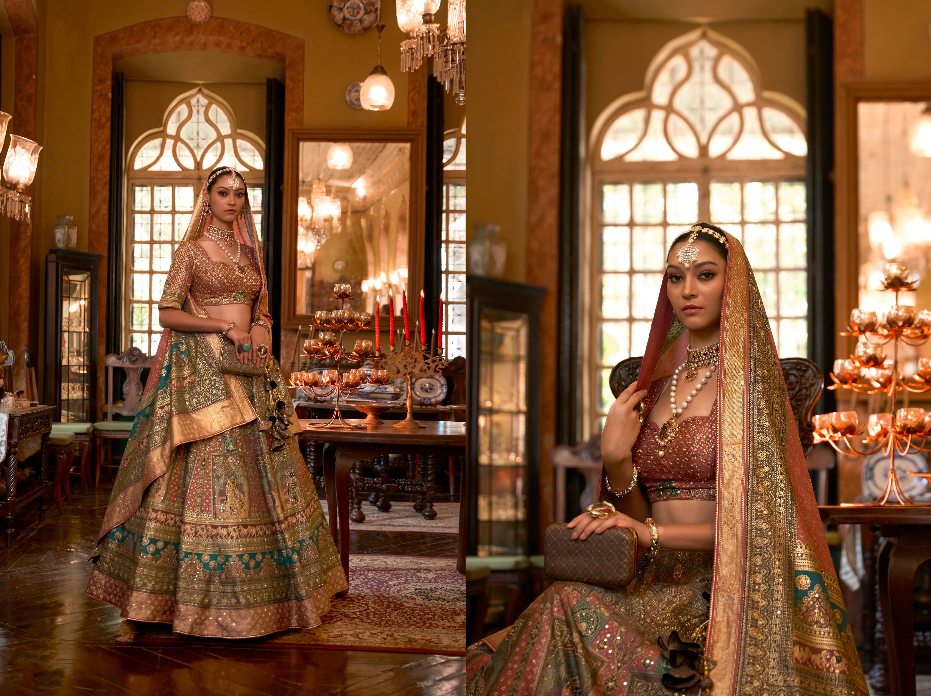 Elegant Rajwadi Silk Bridal Lehenga Choli with Sparkle Work