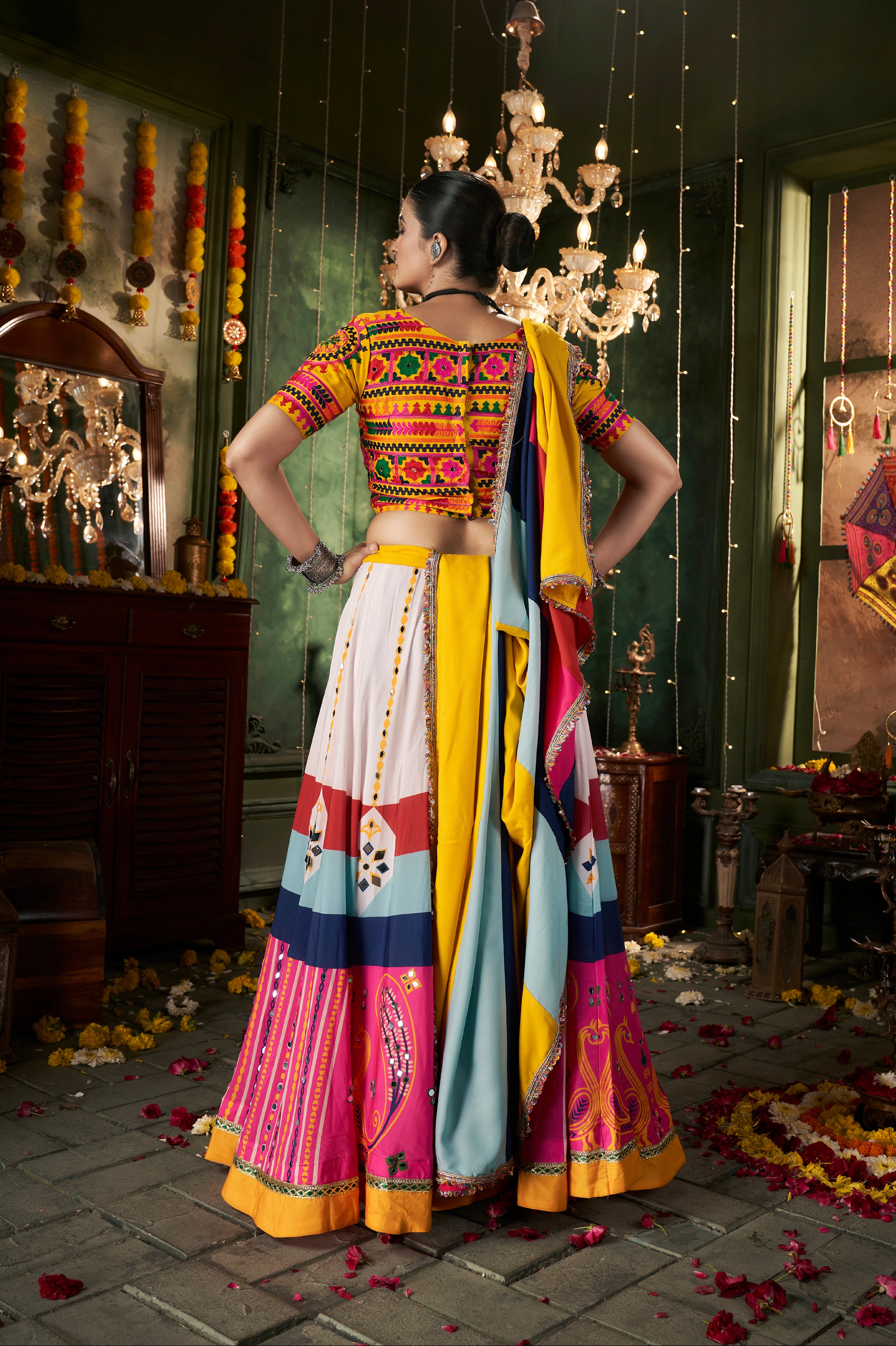 White Maslin Cotton Chaniya Choli with Embroidered Dupatta