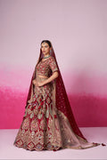 Red Pure Silk Sequins Embroidery Bridal Lehenga Choli & Dupatta