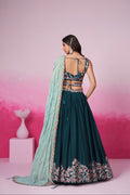 Teal Pure Georgette Sequin Embroidery Lehenga Choli & Dupatta
