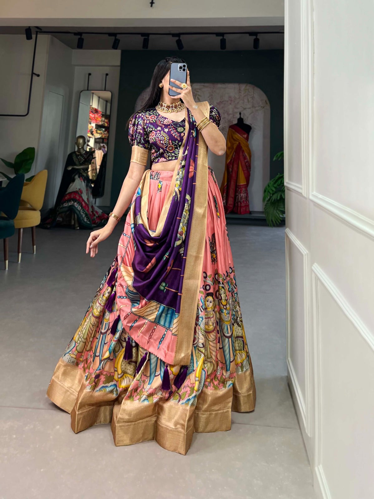 Navaratri Leheriya With Foil Print Lehenga Choli