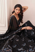 Black Georgette Embroidered Lehenga with Thread, Sequins & Zarkan Work