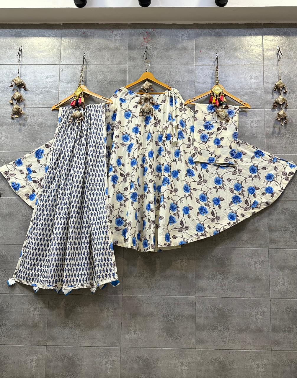 Pure Camric Cotton Chaniya Choli with Heavy Kali Pattern
