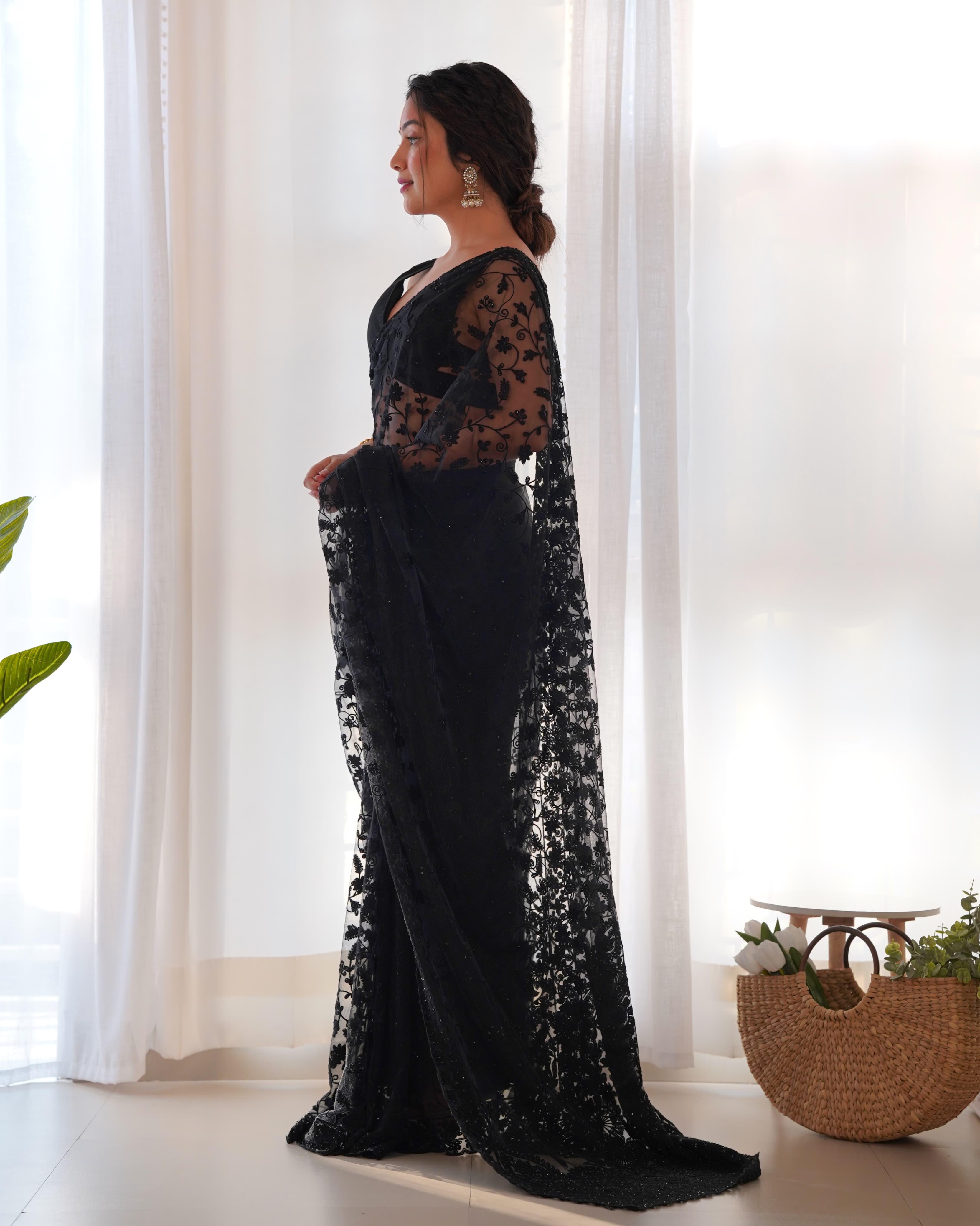 Butterfly Net Saree