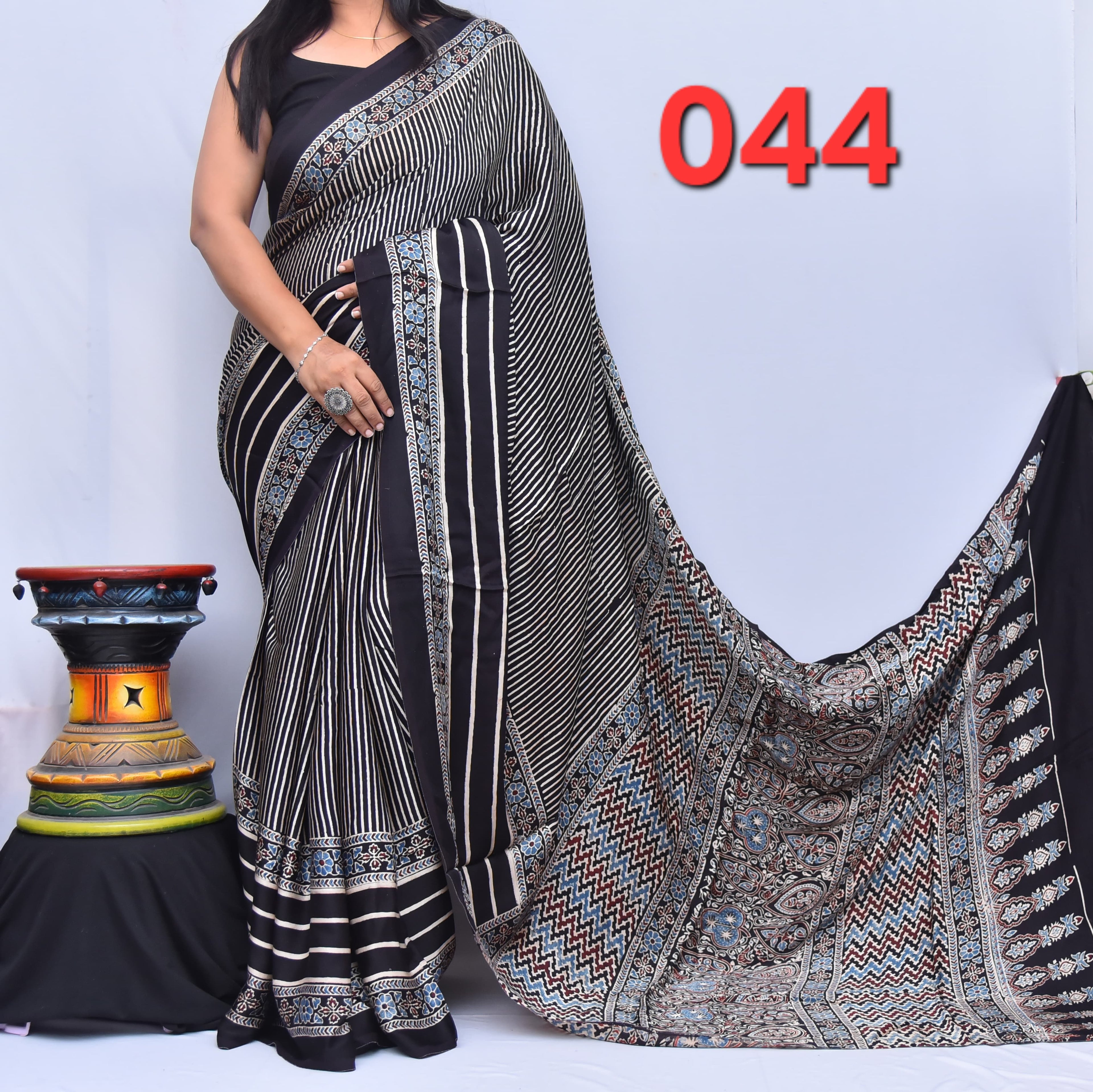 Ajrak Saree