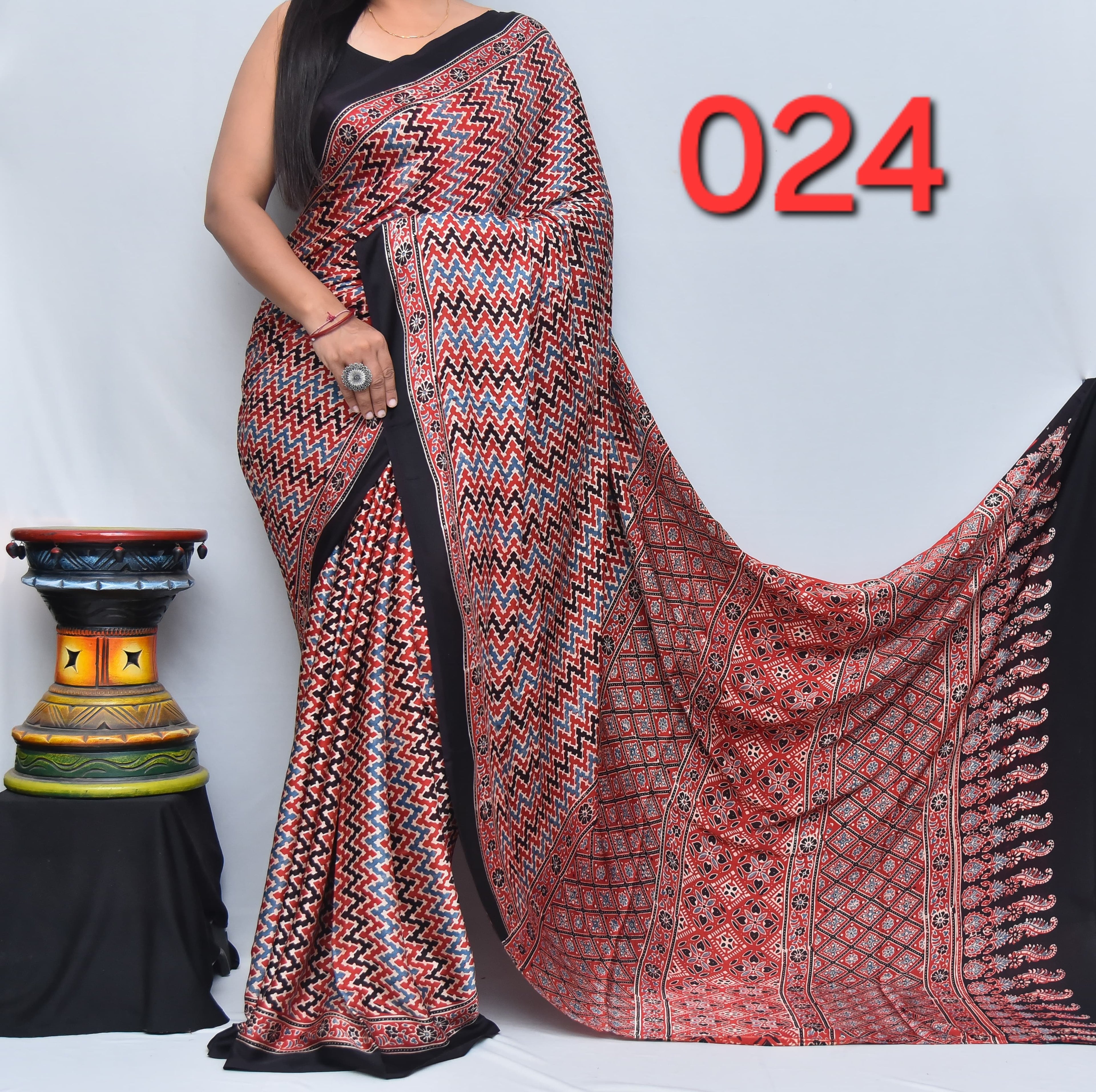 Ajrak Saree