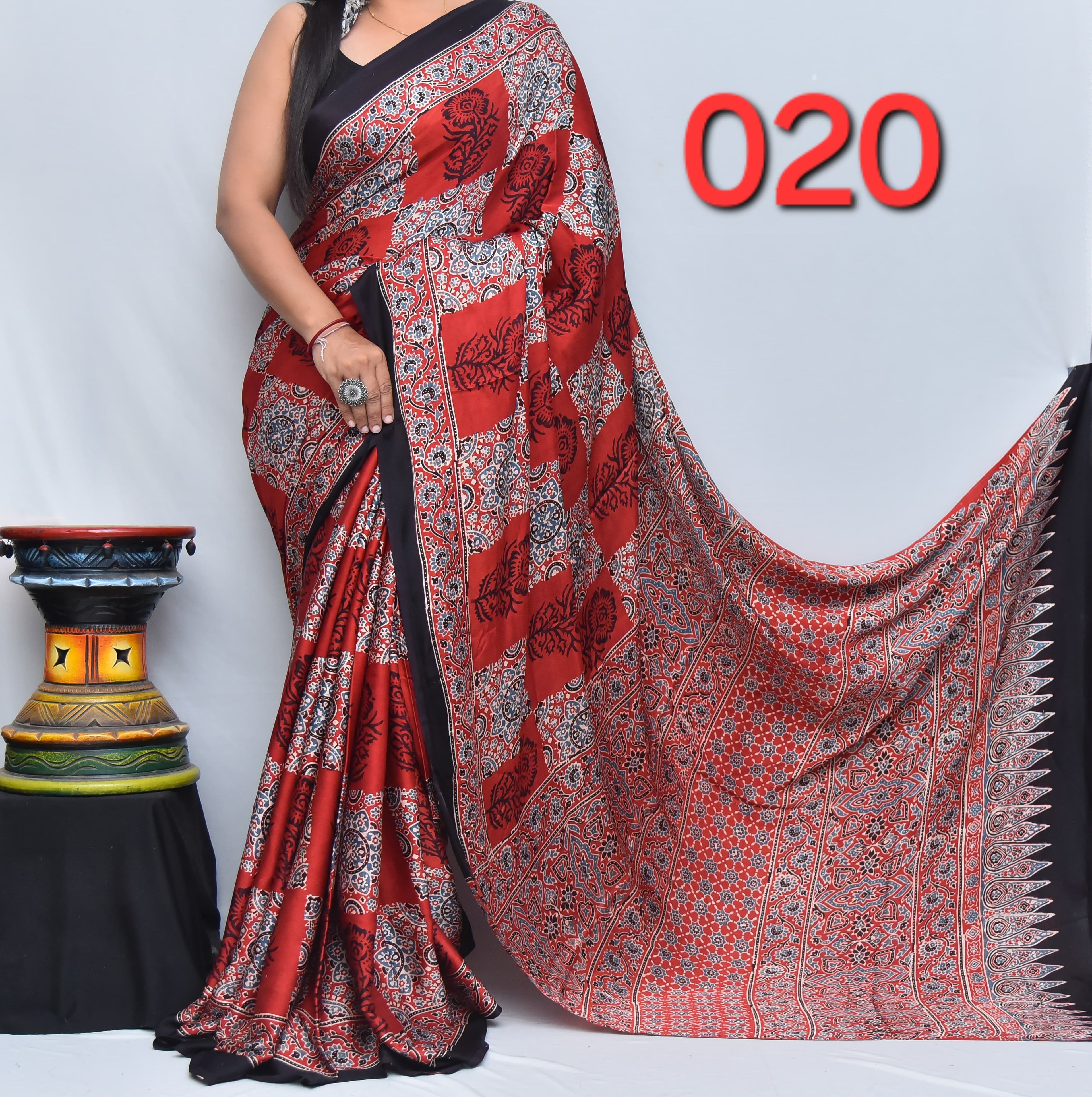 Ajrak Saree