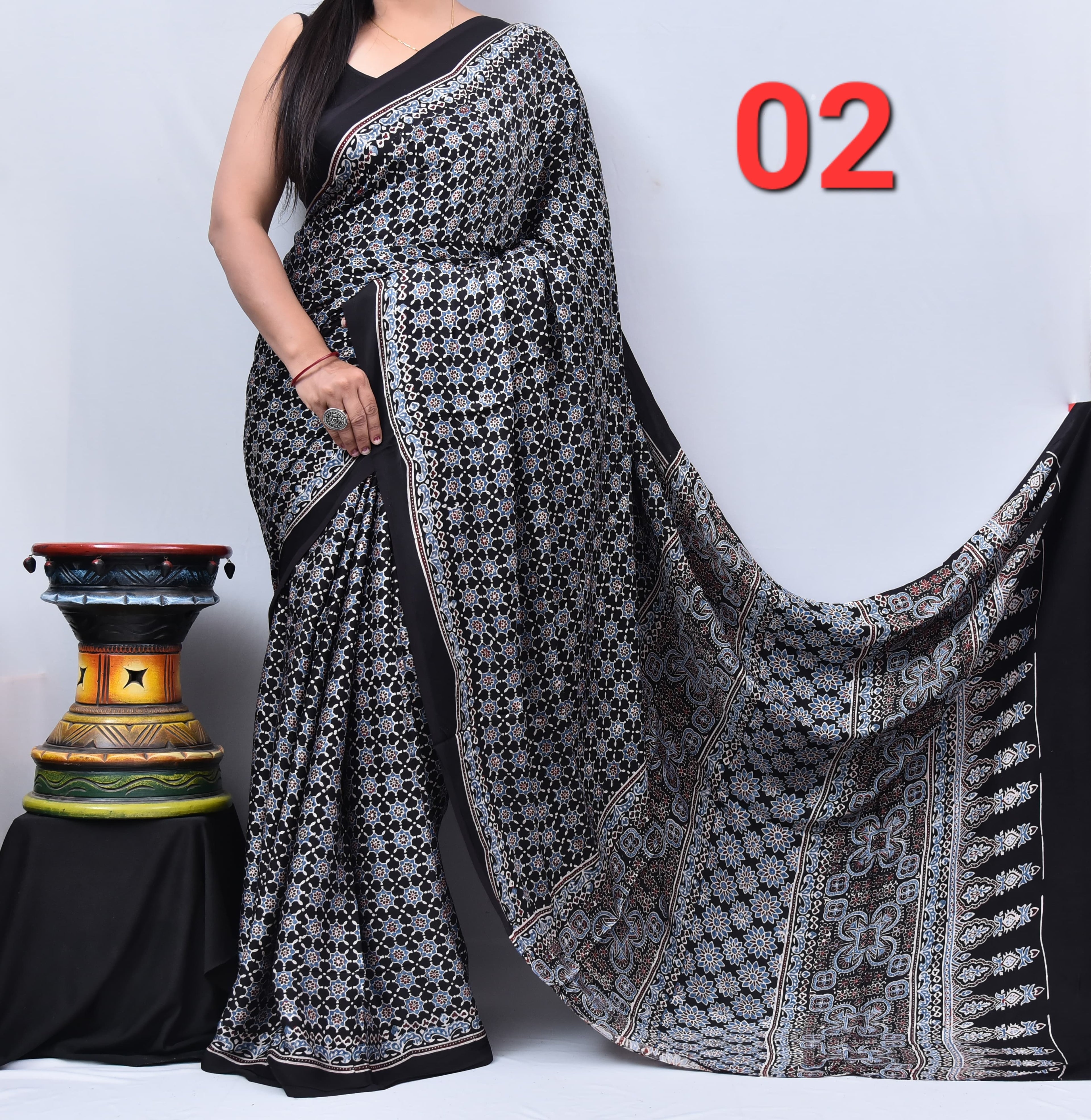 Ajrak Saree