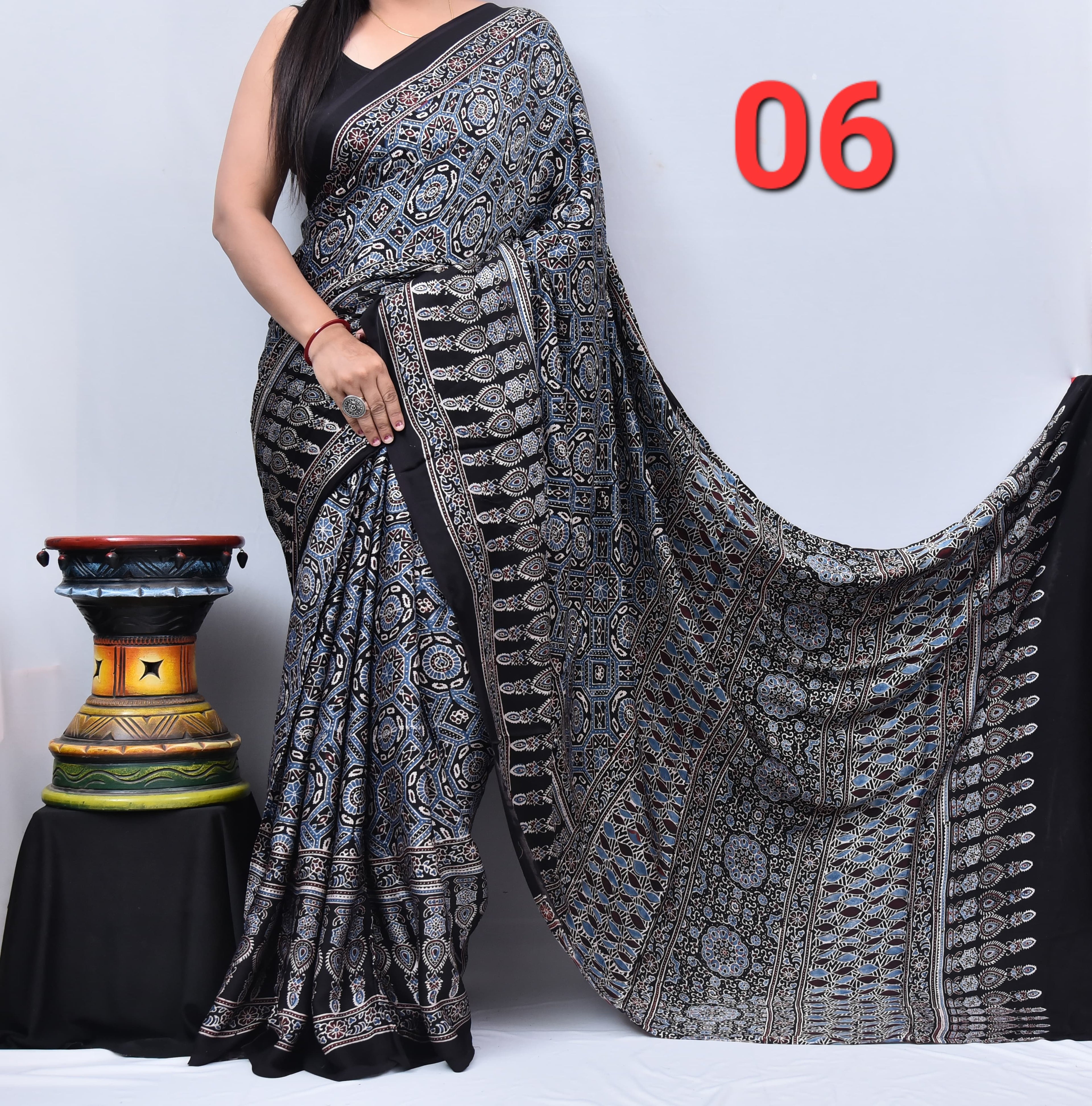 Ajrak Saree