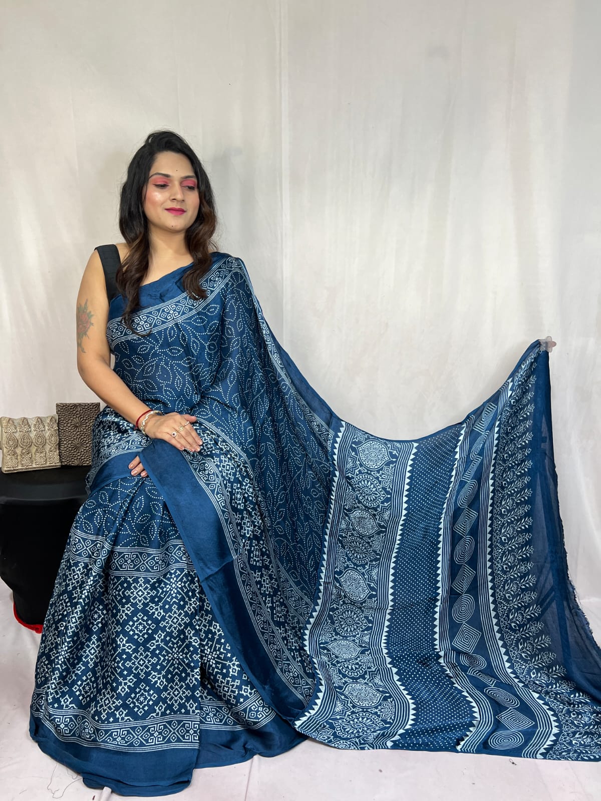 Ajrak Saree