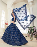 Royal Blue Net Lehenga with Exquisite Embroidery and Stone Detailing