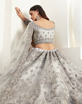 Grey Bridal Lehenga with Heavy Balda Embroidery and Cutwork Dupatta