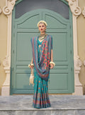 Teal Banarasi Silk Saree with Kashmiri Weaving and Meenakari Work