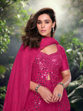 Fuchsia Pink Real Chinon Silk Sharara Set