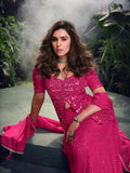 Fuchsia Pink Real Chinon Silk Sharara Set