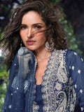 Navy Blue Real Georgette Hand Embroidered Sharara Set